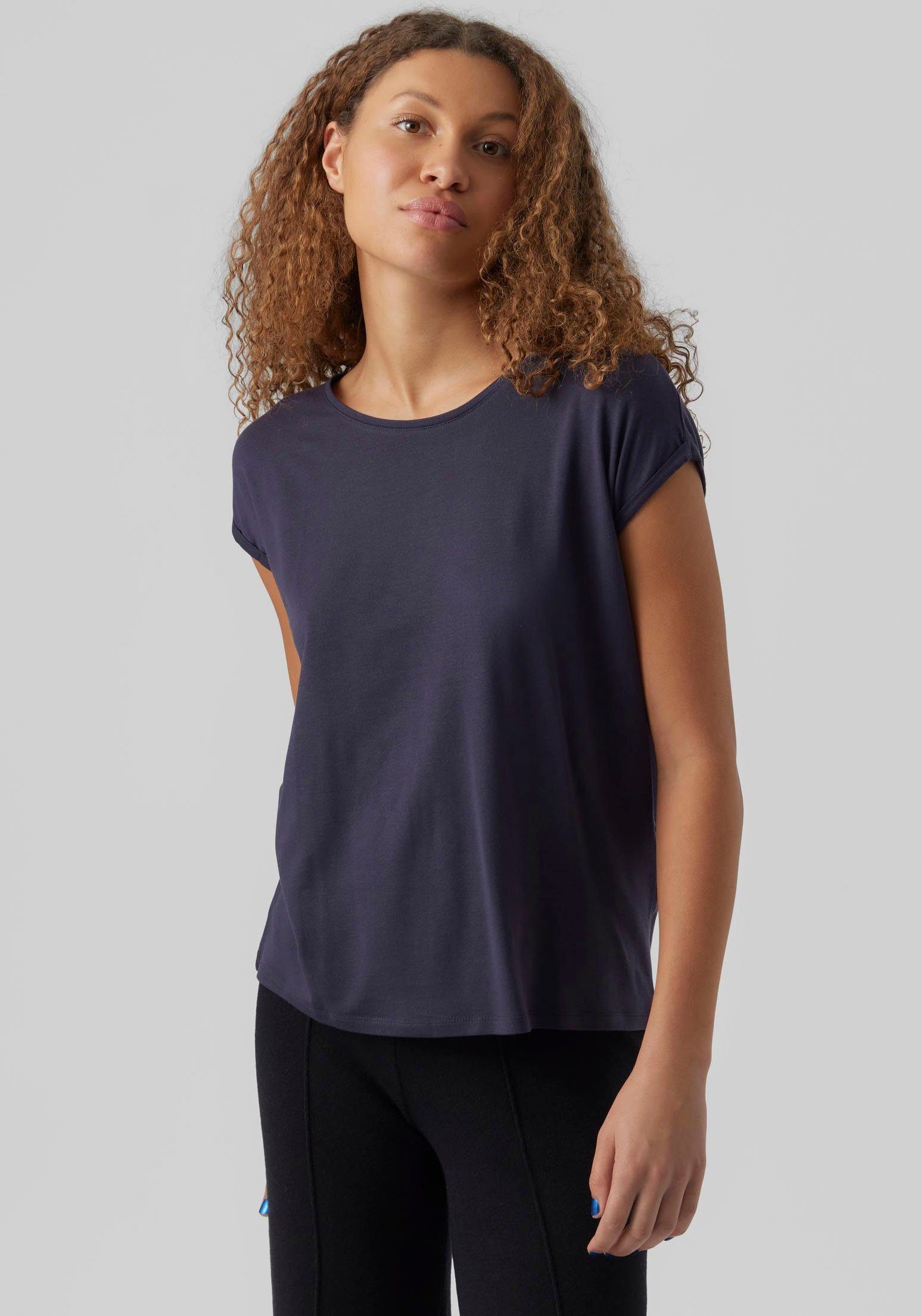 Vero Moda Rundhalsshirt VMAVA PLAIN SS TOP GAJRS NOOS