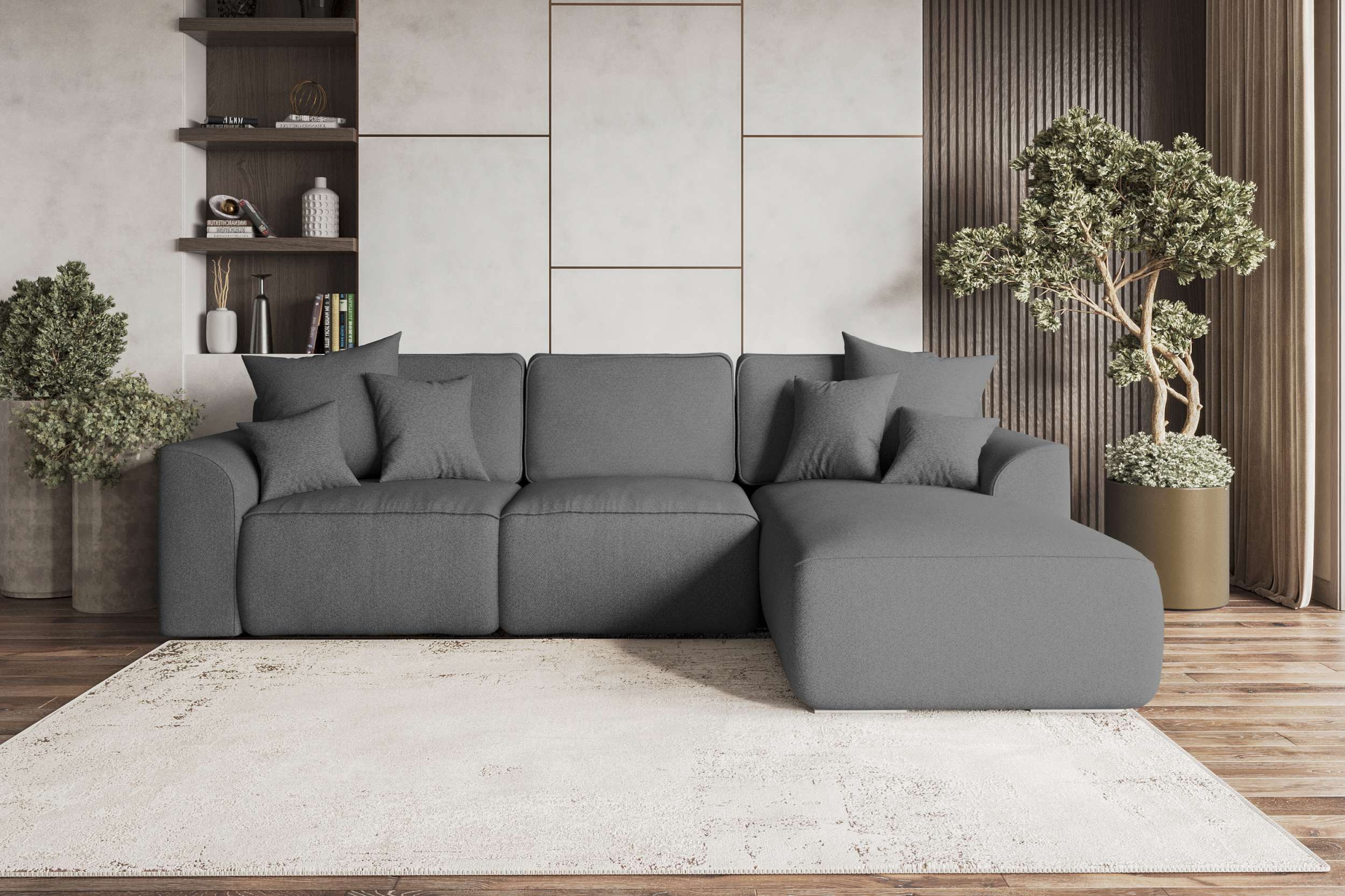 99rooms Ecksofa Gusto, Sofa L-Form, Eckcouch, mit Schlaffunktion, abnehmbaren Rückenkissen, Bezug-Strukturstoff NEVE