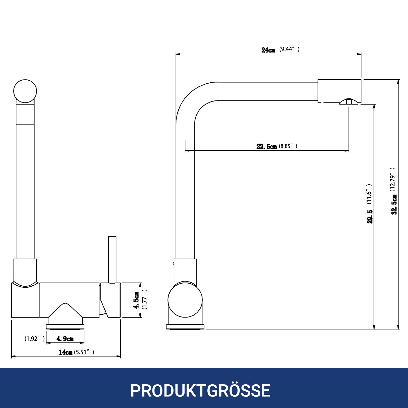 AICA Küchenarmatur Wasserhahn Küche Klappbar, 360° Schwenkbarer Hochdruck-A günstig online kaufen