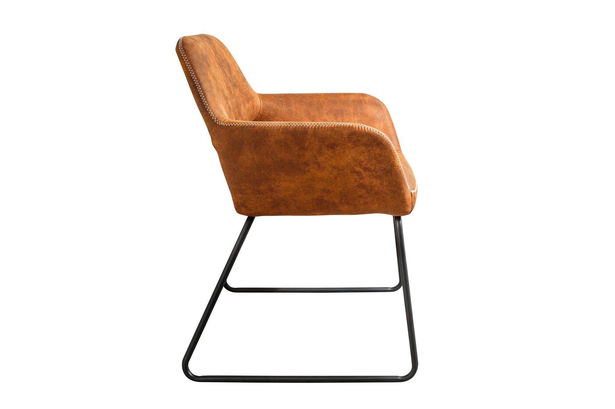 Armlehnstuhl St), mit mit braun Stuhl stylischer antik Armlehne Sitheim-Europe (1 Microfaser komfortablen Stuhl Armlehnen Elegantes MUSTANG Design,