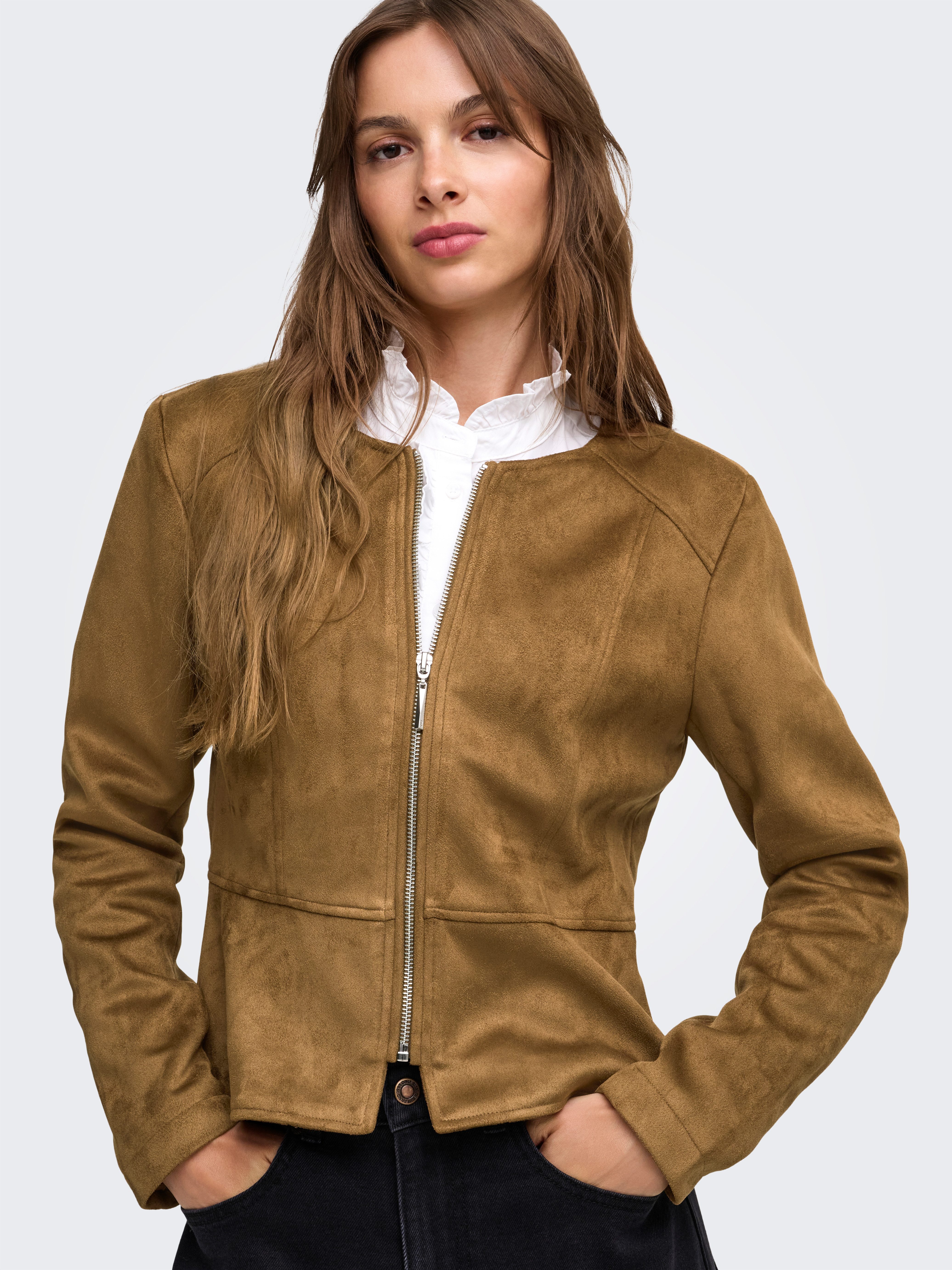 ONLY Lederimitatjacke ONLSARAMY FAUX SUEDE JACKET OTW Kunstfaser, Wildlederimitat