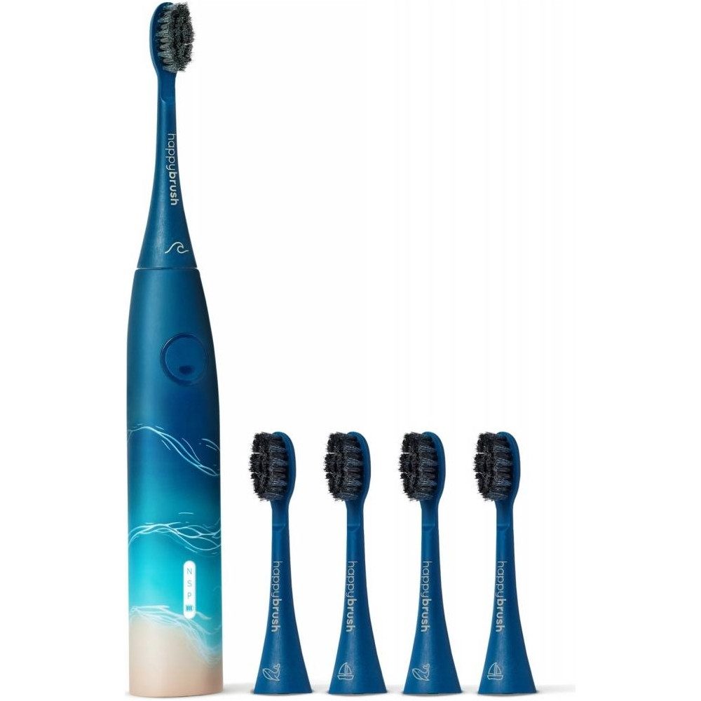 happybrush Elektrische Zahnbürste ECO VIBE 3 Ocean Starterkit Schallzahnbürste inkl. 4 Refills