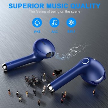 yobola Kabellos Bluetooth 5.1 HiFi Stereoklang, IPX5 Wasserdicht In-Ear-Kopfhörer (Leistungsstarker Sound für ein unvergessliches Musikerlebnis unterwegs., Touch Control,Kopfhörer Eingebautes Mikrofon für Smartphone)