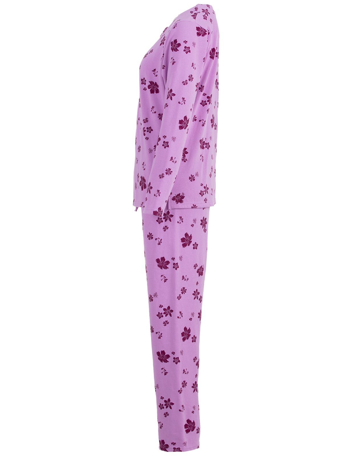 Pyjama Pinke Set - Blüten zeitlos Schlafanzug Thermo