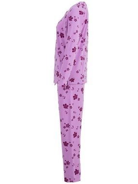 zeitlos Schlafanzug Pyjama Set Thermo - Pinke Blüten