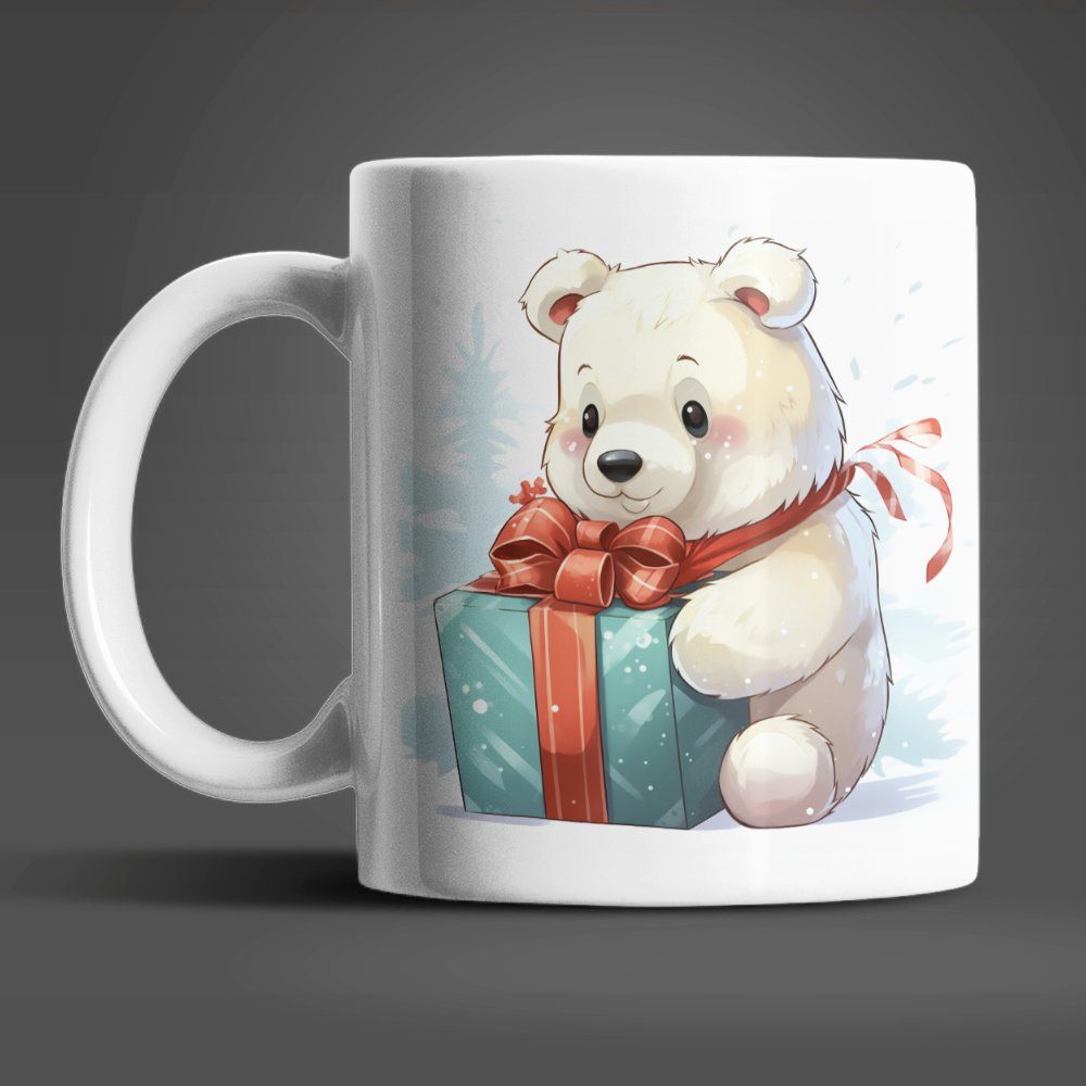 WS-Trend Tasse Christmas Eisbär Weihnachten Kinder Teetasse, Keramik, Geschenkidee Geschenk 330 ml