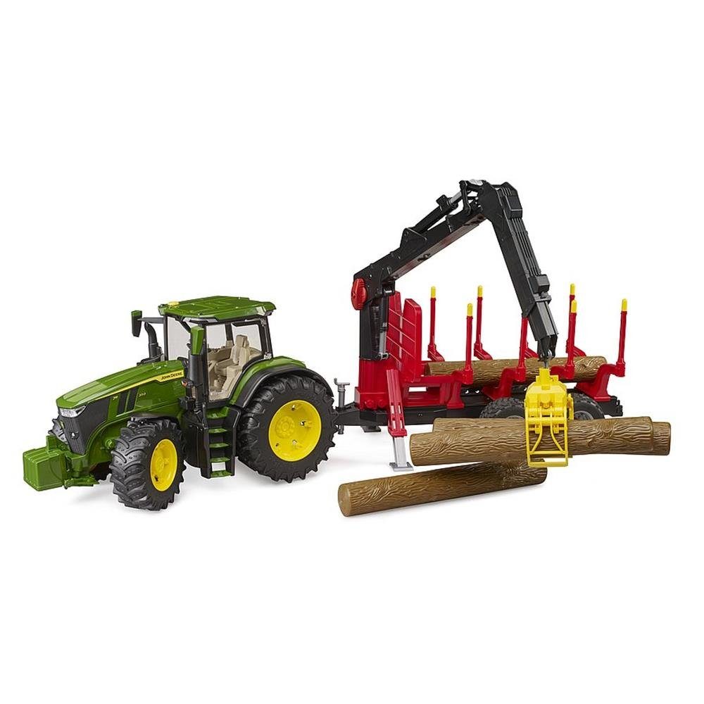 Bruder® Spielzeug-Traktor 03154 John Deere 7R 350, (1-tlg., mit  Rückeanhänger und 4 Baumstämmen), Landwirtschaft Traktor, Kabinenscheiben  aus transparentem und bruchsicherem Kunststoff