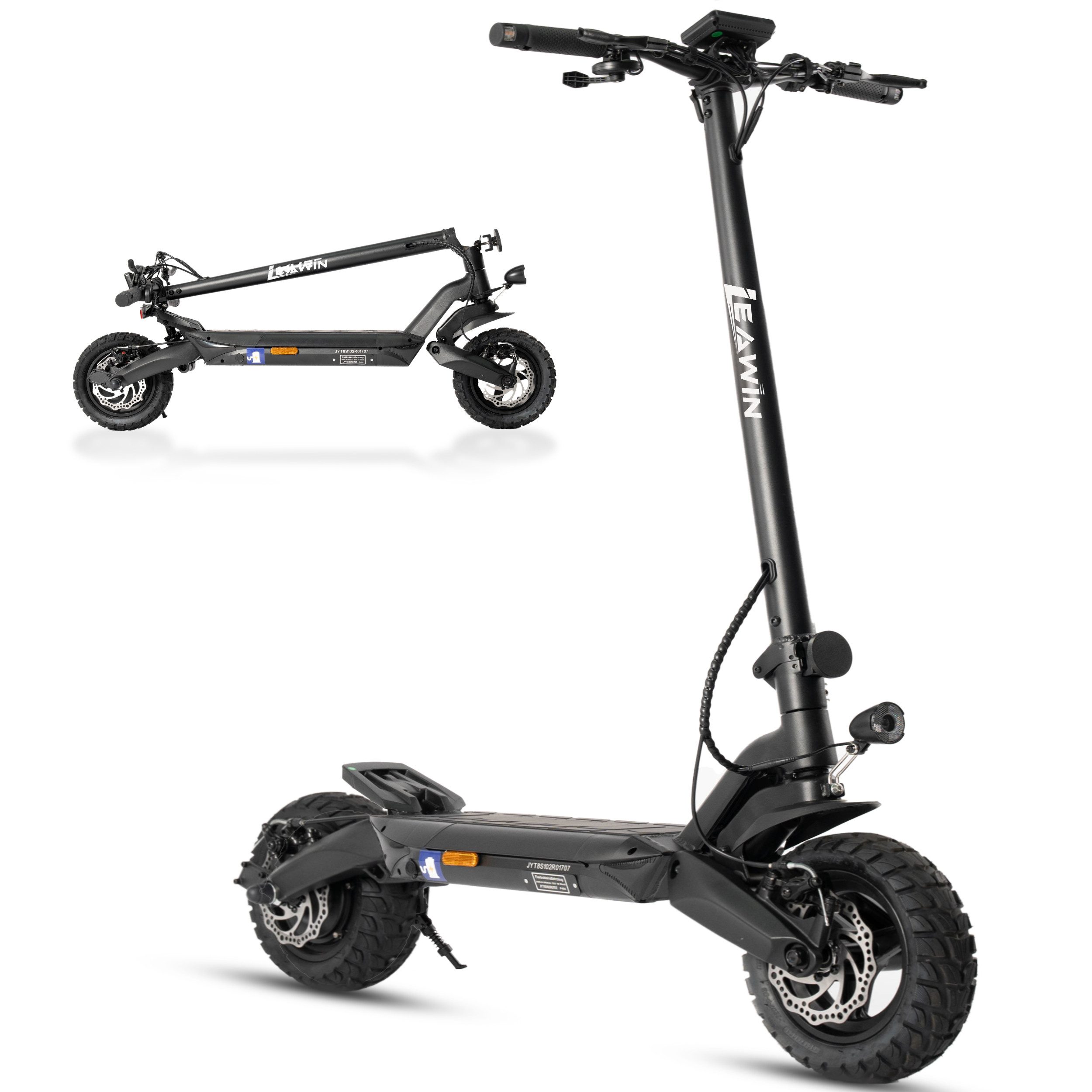 ZWHEEL E-Scooter mit Straßenzulassung 10 Zoll T8 E-roller, 720 Wh, 80km, Vollfederung, 500 W, 20 km/h, (mit Blinker, Geländereifen, Doppelstoßdämpfer), klappbar, 48V 720Wh, Offroad-Luftreifen, Scheibenbremsen