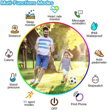 Dwfit Armband Kinder für Jungen Mädchen Smartwatch (Andriod iOS), mit Pulsmesser Aktivitätstracker Schrittzähler Sport Fitness tracker