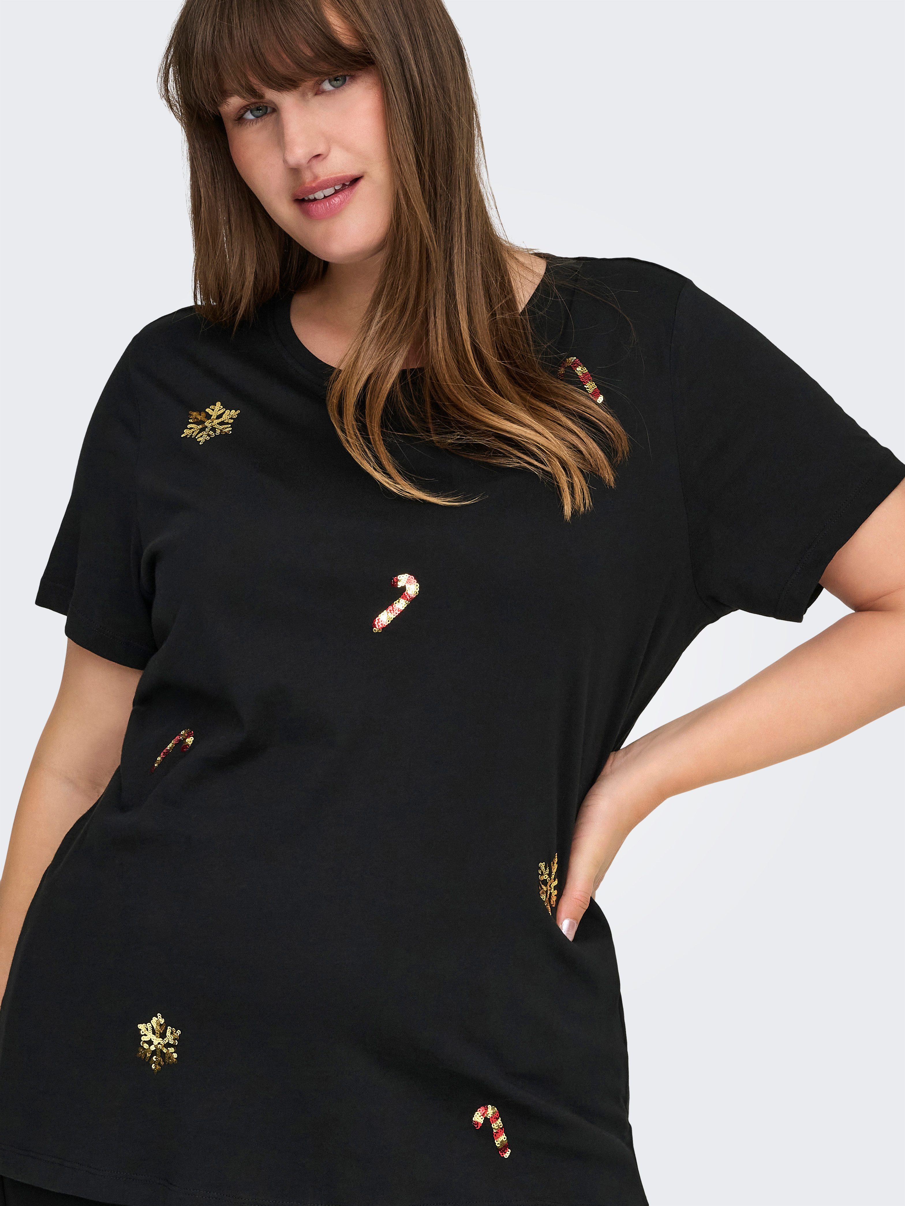 ONLY CARMAKOMA Kurzarmshirt CARXMAS HOLIDAY O-NECK SS REG TEE JRS mit Weihn günstig online kaufen