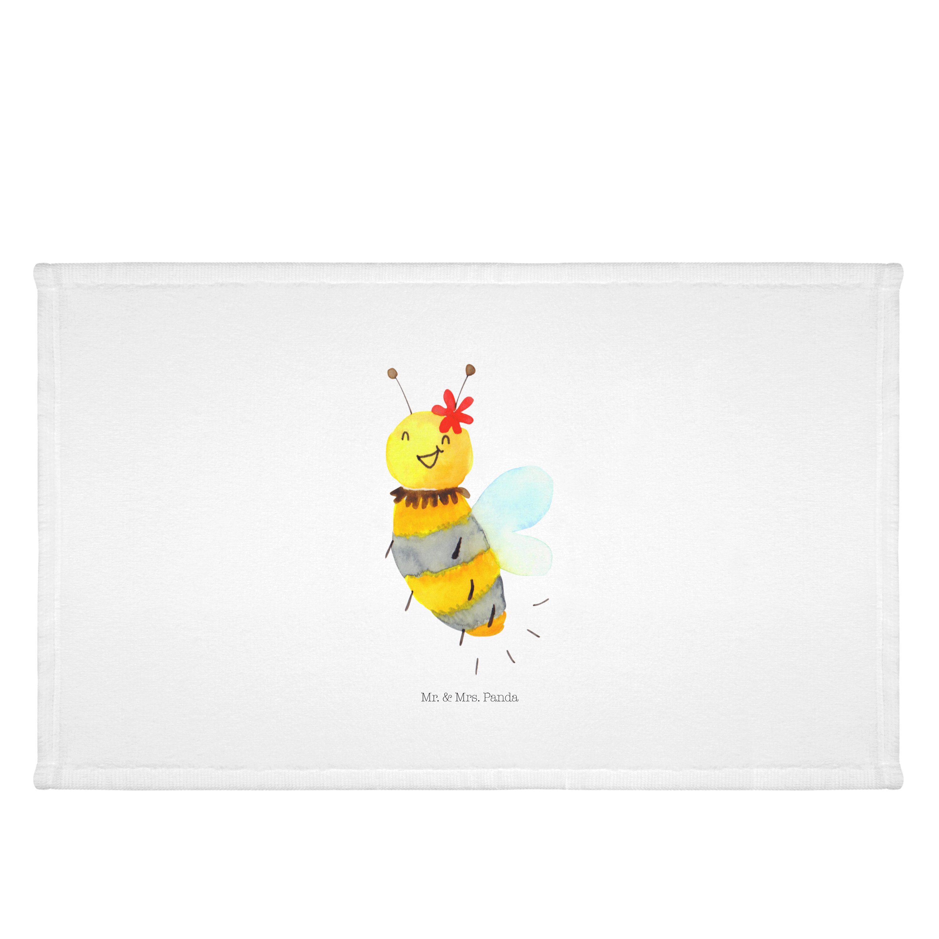 Mr. & Mrs. Panda Handtuch Biene Blume - Weiß - Geschenk, groß, Hummel, Handtuch, Badehandtuch, (1-St)