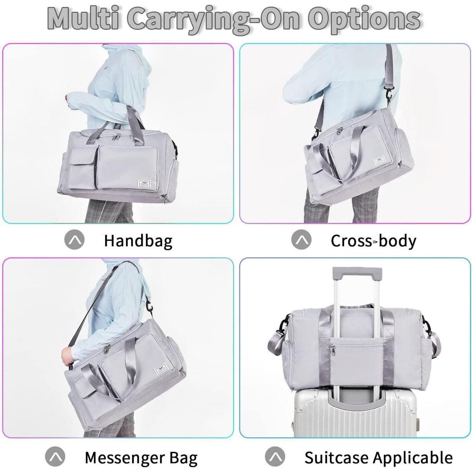 LuxusKollektion Sporttasche Damen Sporttasche 35L faltbar mit Schuhfach und Nassfach Grey
