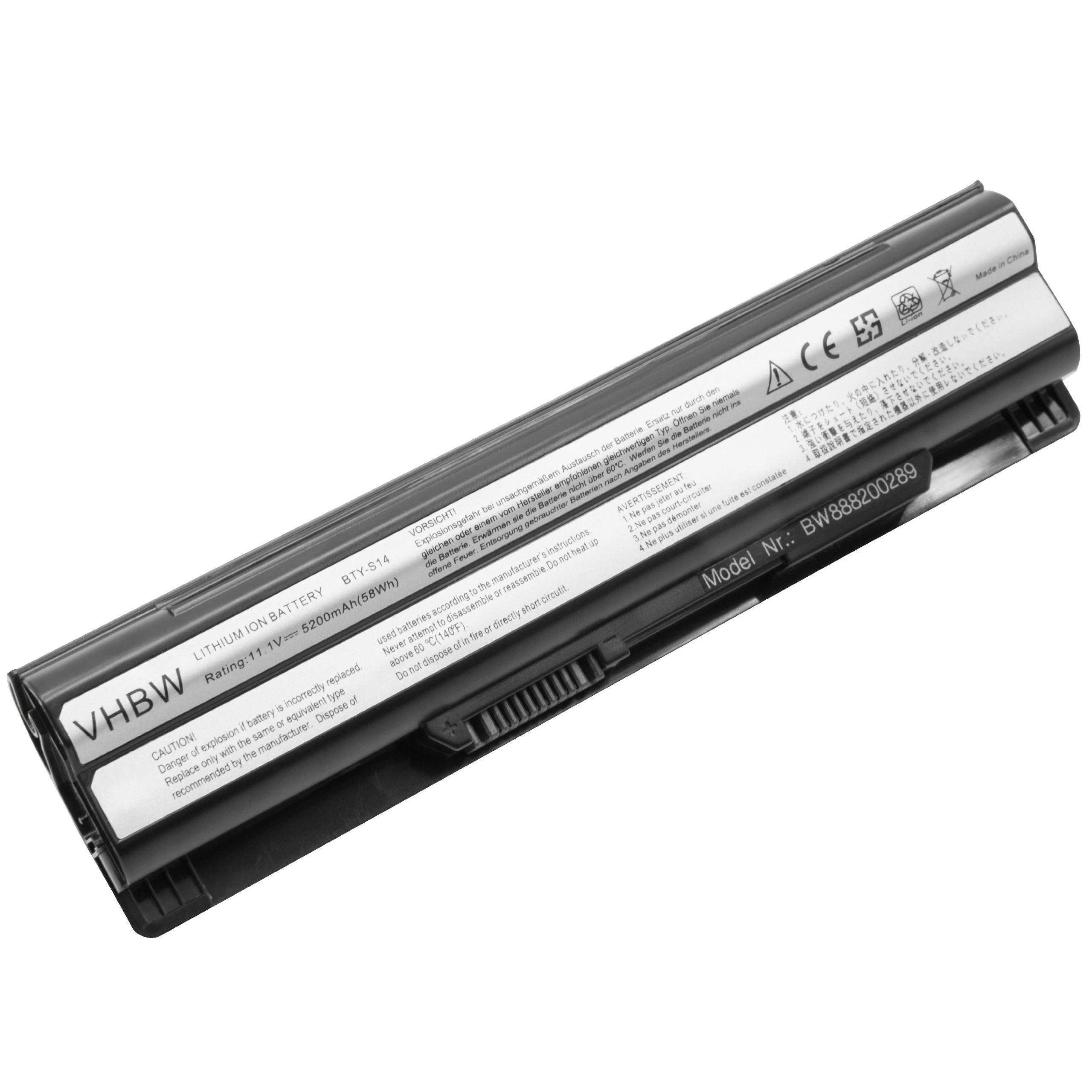 vhbw kompatibel mit Medion Akoya Mini E6313, E6315, E1312, E1315, E1311 Laptop-Akku Li-Ion 5200 mAh (11,1 V)