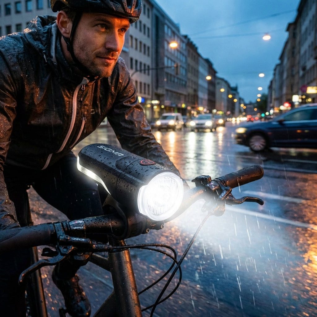 SIGMA Fahrradbeleuchtung Sigma Batterie-Scheinwerfer Aura 30 K~ Sigma LED schwarz 30 Lux Licht