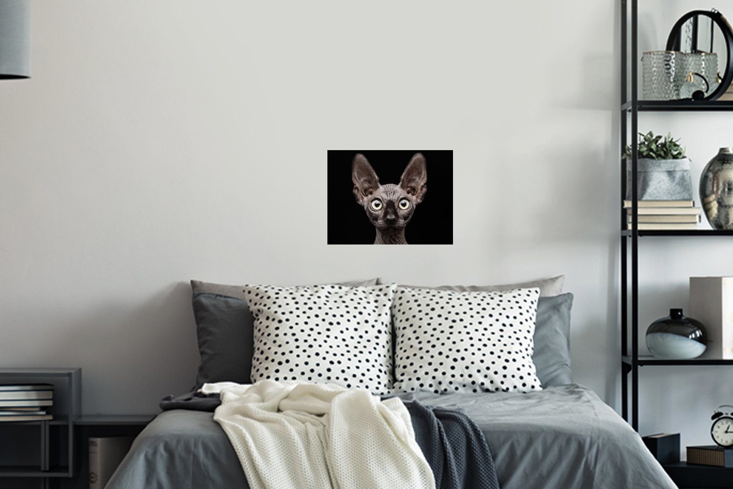 MuchoWow (1 Schlafzimmer - - Haustiere Selbstklebend, Katze Wandtattoo, Wandaufkleber, Wandsticker - St), Schwarz Wohnzimmer, Porträt
