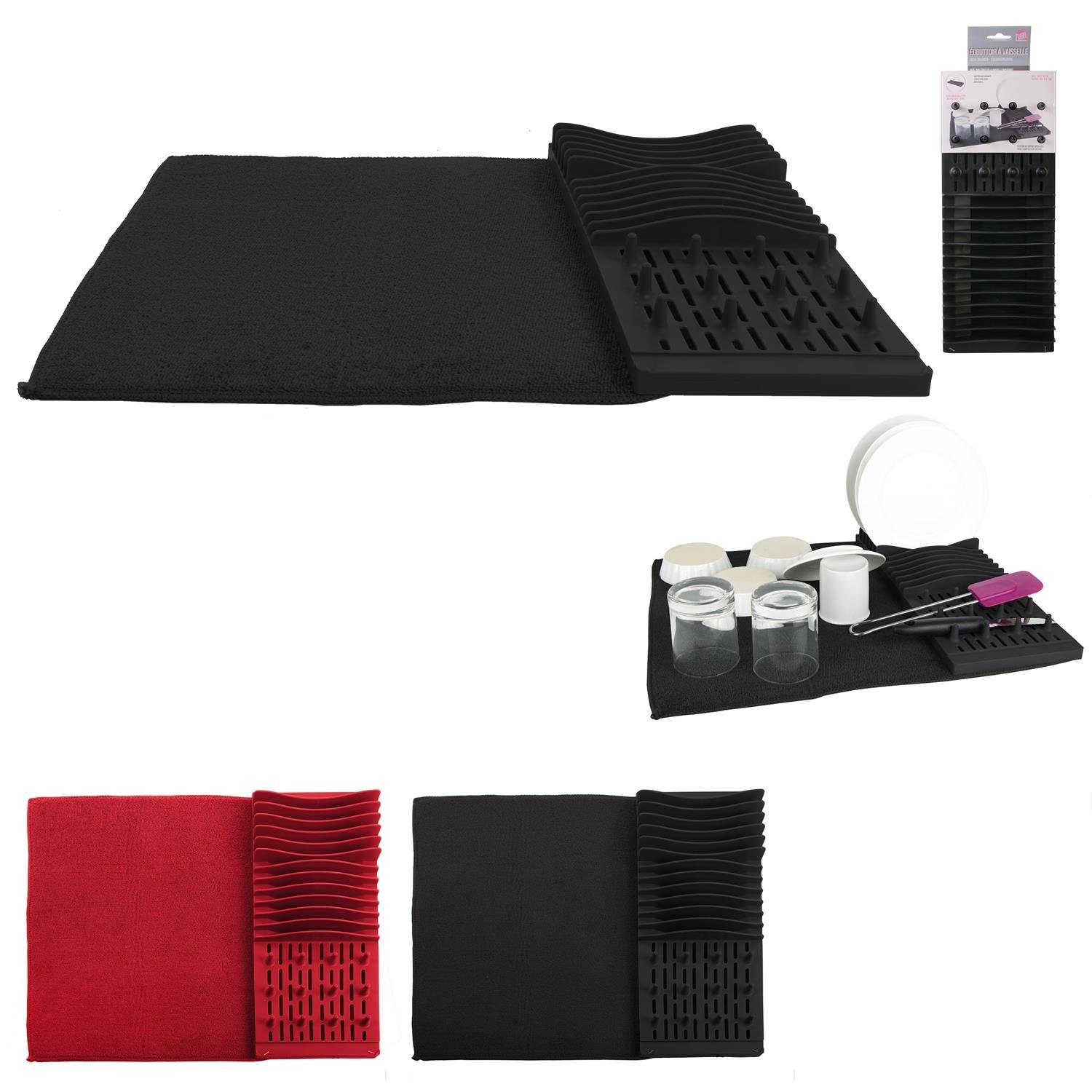 JE CHERCHE UNE IDEE Abtropfmatte Abtropfgestell Maxi 59,5x45x4cm Geschirrständer Modulare Stützposition, Geschirr-Matte Geschirrabtropfständer
