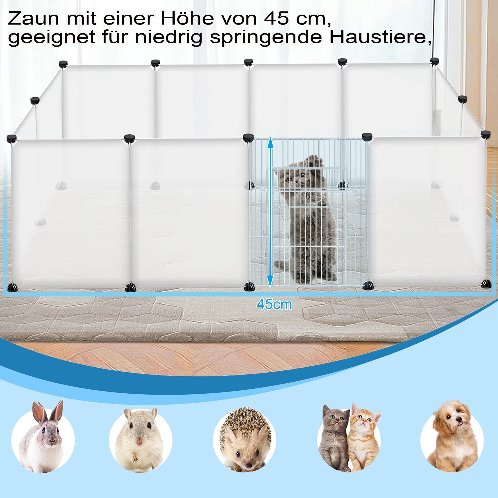 FIVMEN Freigehege Freilaufgehege aus Kunststoff Kleintierauslauf Innengehege, DIY Kleintierauslauf für Kleintiere, Meerschweinchen, Hamster