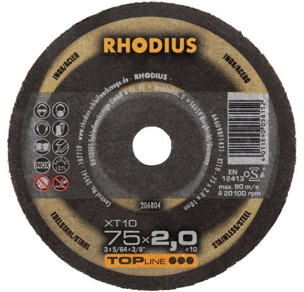 Thumbnail - Rhodius Trennscheibe Rhodius XT10 MINI 206804 Trennscheibe gerade 75 mm 1 St. Edelstahl, St, Ø 75.00 mm
