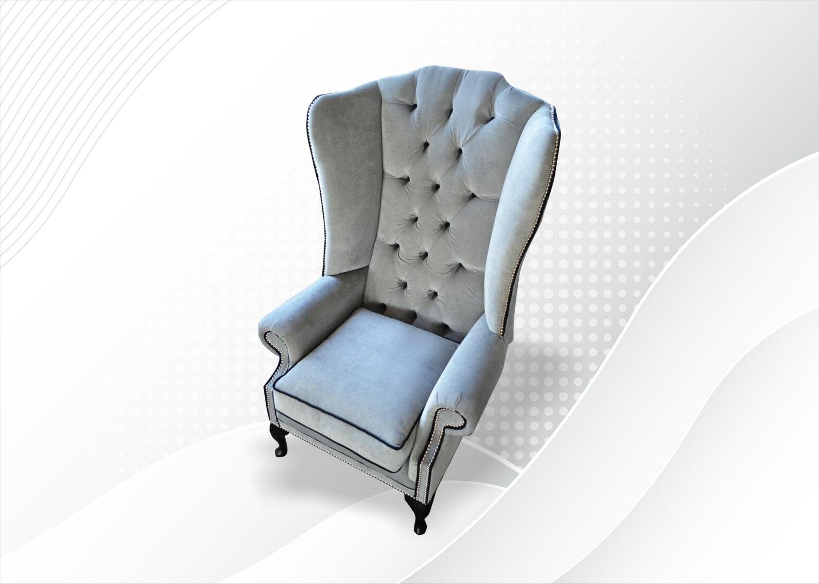JVmoebel Design Chesterfield Sessel 1 Sitzer Ohrensessel,