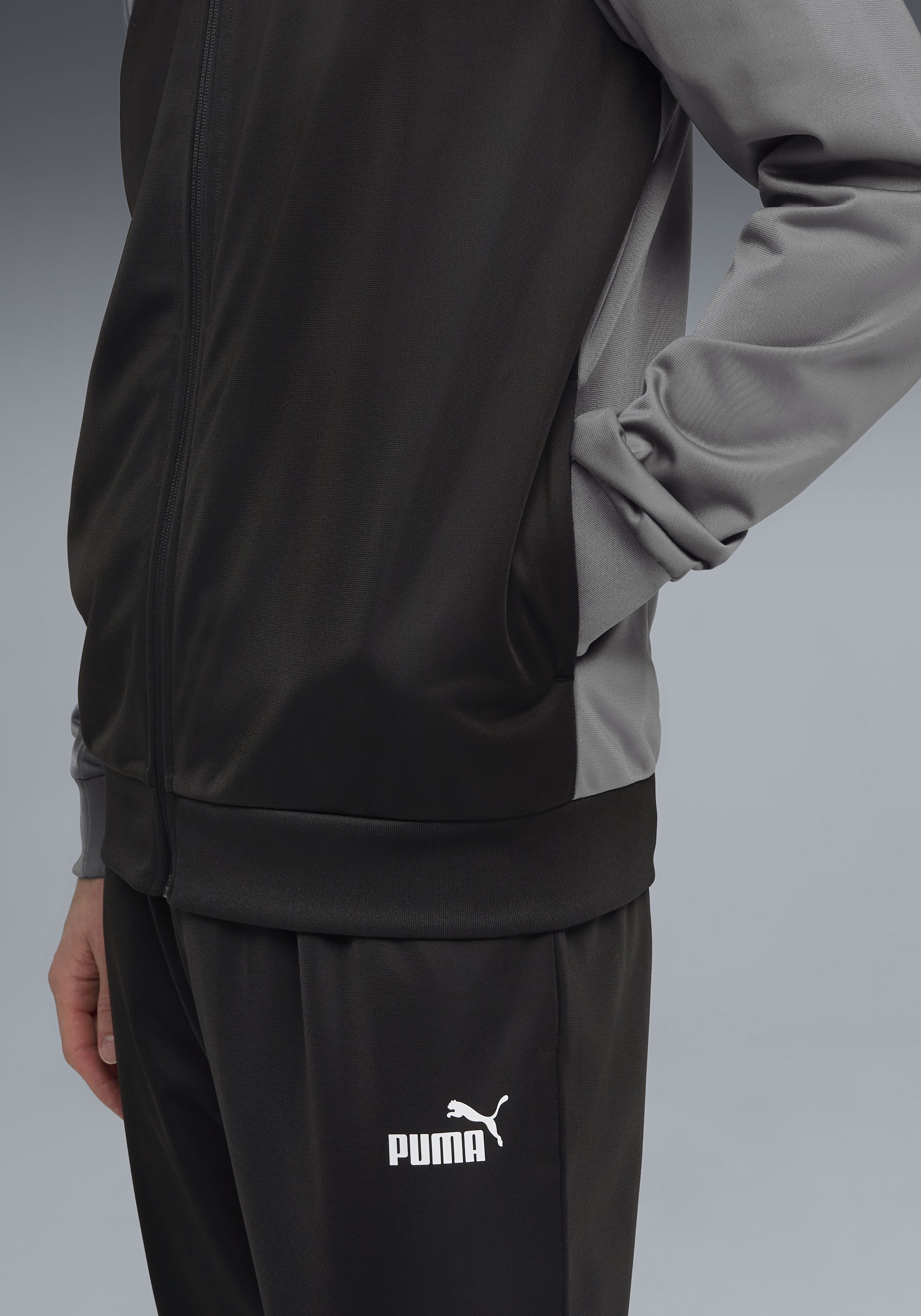 PUMA Trainingsanzug POLY COLORBLOCK SUIT (2-tlg), Regular Fit, ohne Kapuze