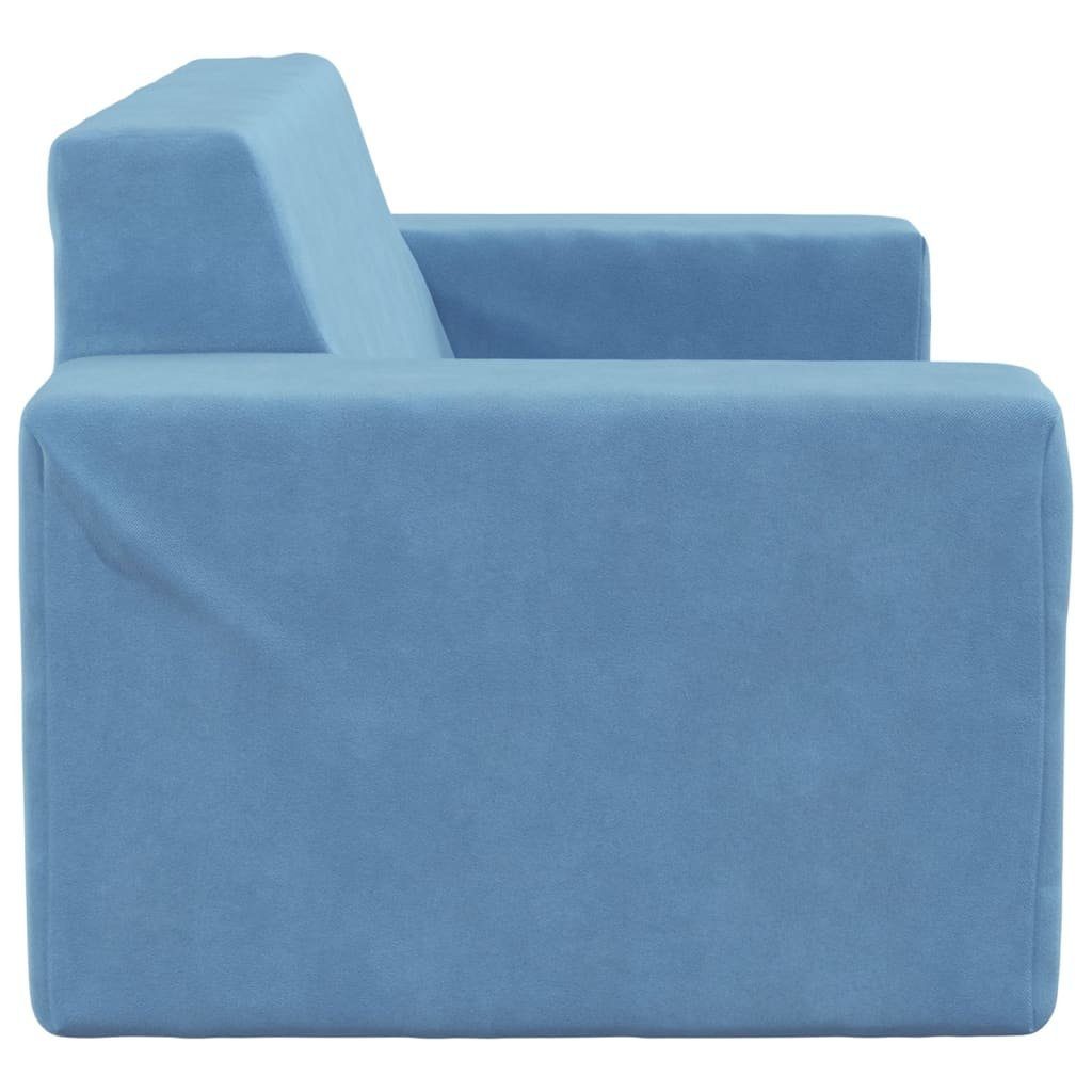 furnicato Kindersofa Weich 2-Sitzer Blau Plüsch