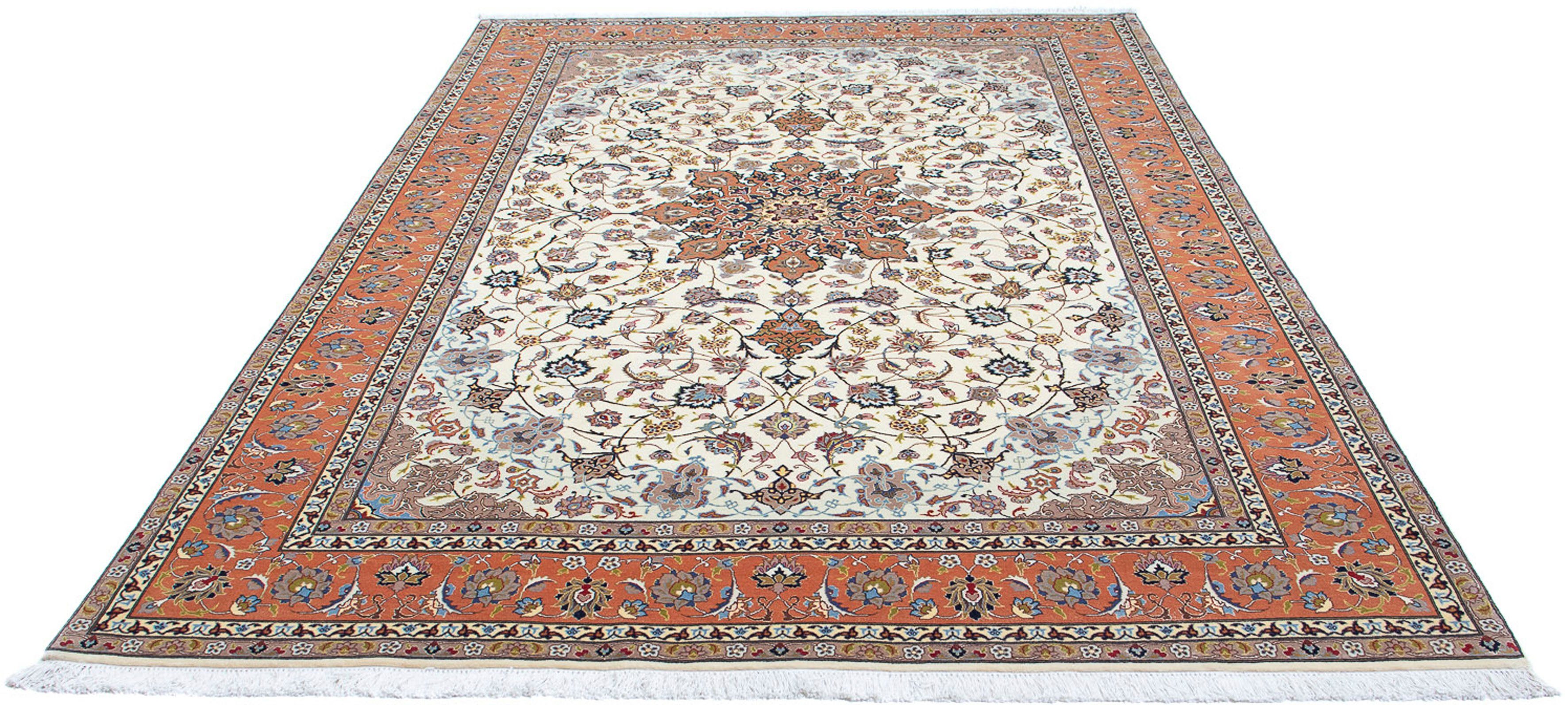 Orientteppich Perser - Täbriz - Royal - 298 x 200 cm - beige, morgenland, rechteckig, Höhe: 7 mm, Wohnzimmer, Handgeknüpft, Einzelstück mit Zertifikat