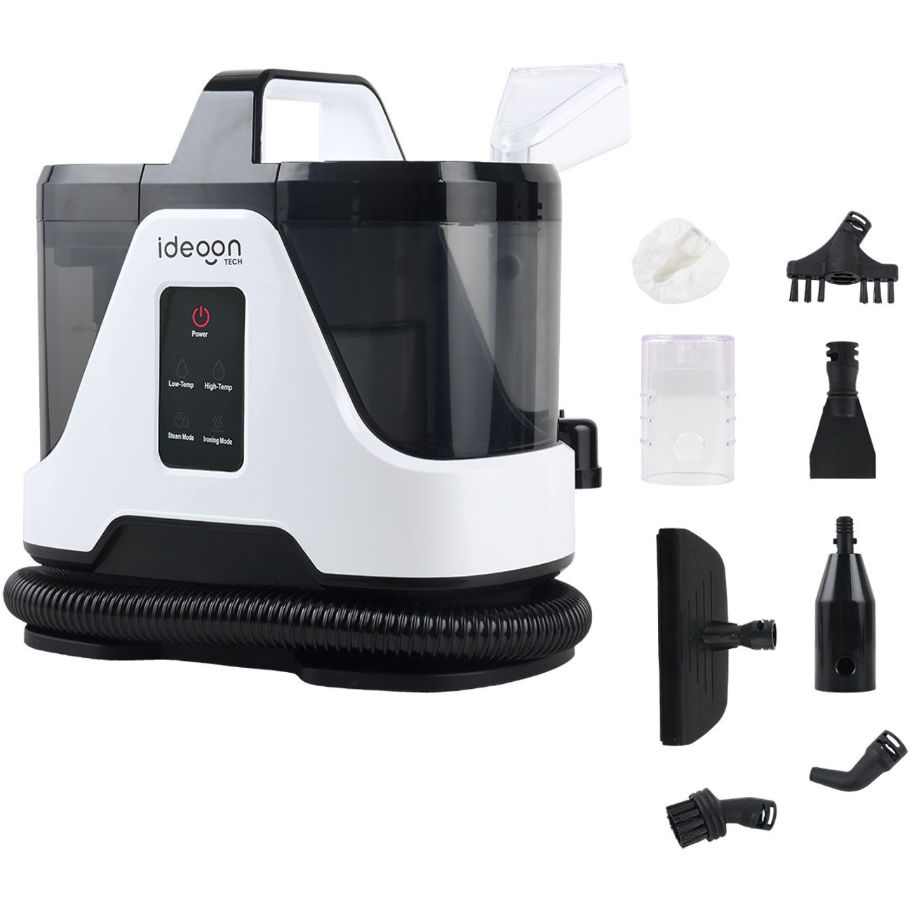 shop'n smile ideoon Dampfreiniger 3in1 Waschsauger 1700W, Dampf- & Polsterreiniger für Auto & Teppich, 1700 W, beutellos, 1700W Waschsauger, Dampfreiniger, Polsterreiniger 13 kPa Saugkraft
