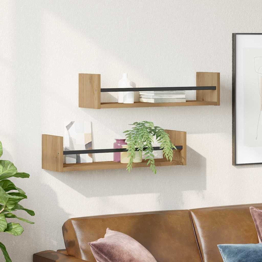 vidaXL Regal Wandregal 2 stk. Artisan-Eiche 60 x 16 x 14 cm, 2-tlg. – Bild 4 von 5