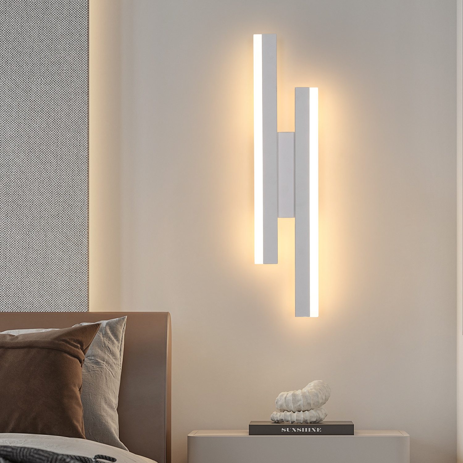 Riserva LED Wandstrahler LED Wandleuchte innen Weiß 16W 3 Lichtfarben Modern 40 cm, LED wechselbar, Energiesparend, kein Flimmern, Augenschutzdesign