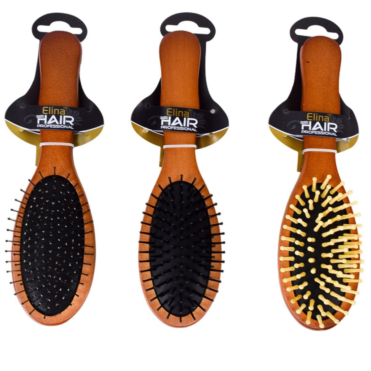 Elina Med Haarbürste Holzoptik Haarbürste zum Kämmen von Frisuren ca. 22 cm Massagebürste, 1-tlg., mit Holzgriff