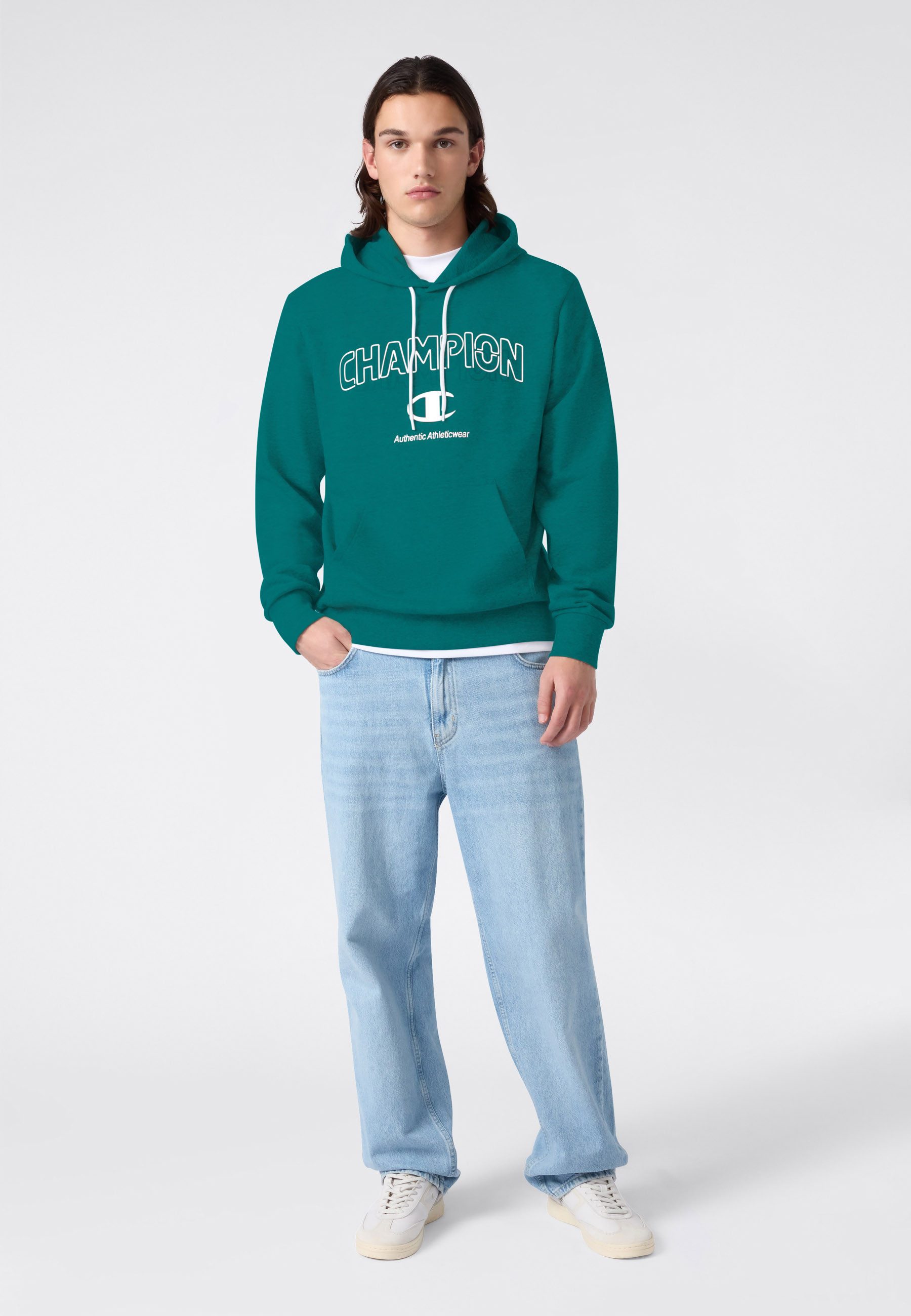 Champion Kapuzensweatshirt Graphic Terry Hoodie mit Rundhalsausschnitt, aus Baumwolle und Polyester – Bild 4 von 5