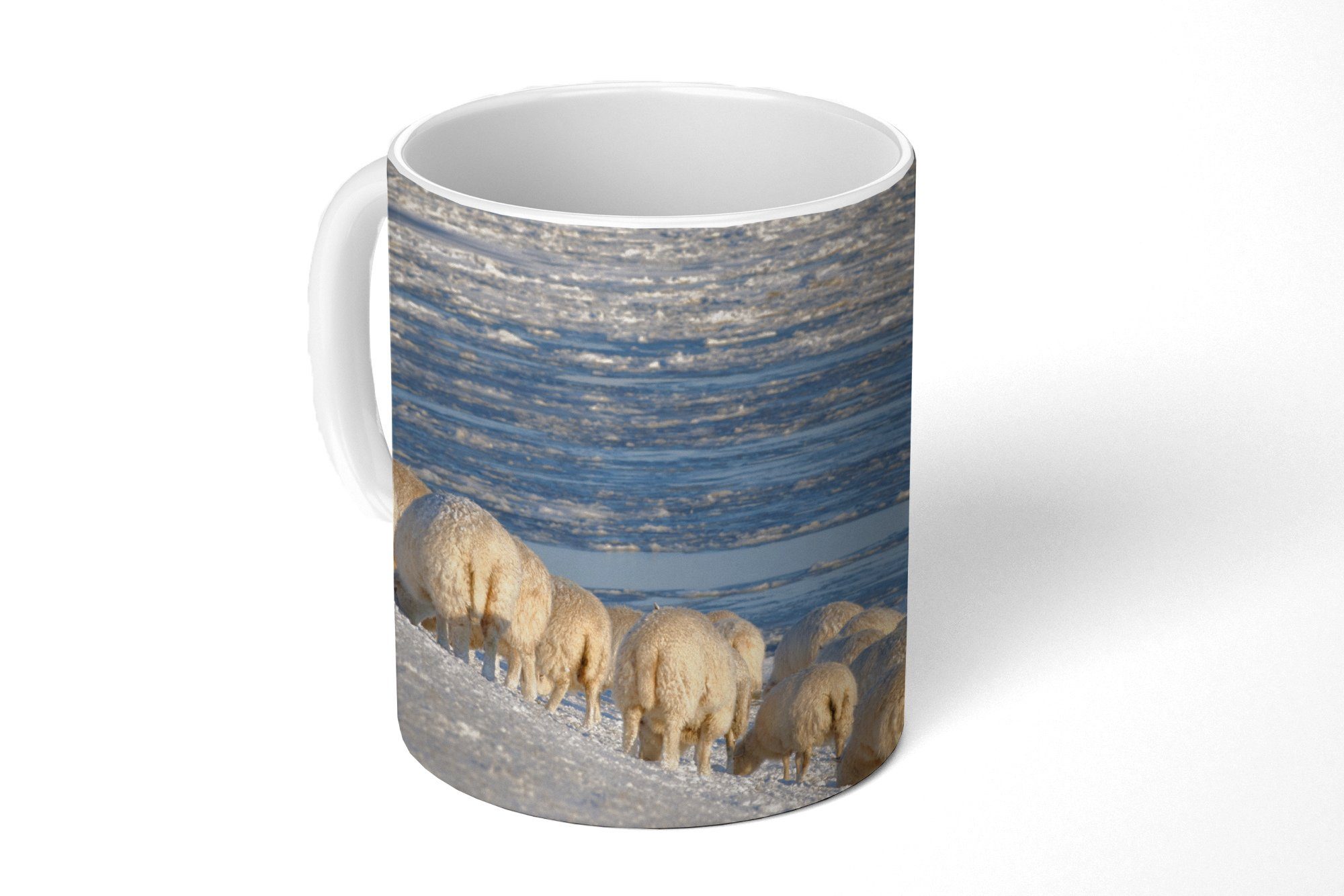 MuchoWow Tasse Schafe - Watteninseln - Meer, Keramik, Kaffeetassen, Teetasse, Becher, Teetasse, Geschenk