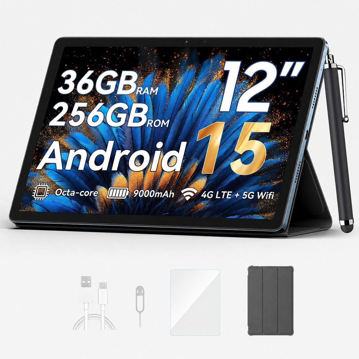 blackview 12,1 " Mega2 Android 15 4G LTE 2,4K 8GB/12GB+256GB Tablet (12", 256 GB, Android 15, 4G (LTE), 2.4K FHD, 9000mAh, PC-Modus 2,0, Octa-Core)