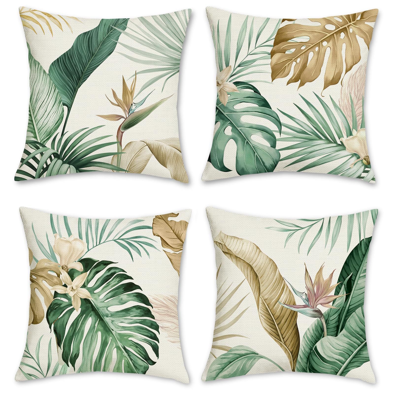 Agger Kissenbezug Kissenbezugen 4 Stück 45 x 45 cm Dekorative Outdoor Kissen Sofakissen, (4 Stück), Atmungsaktiv Tropische Pflanzen Kissenbezugen Werden