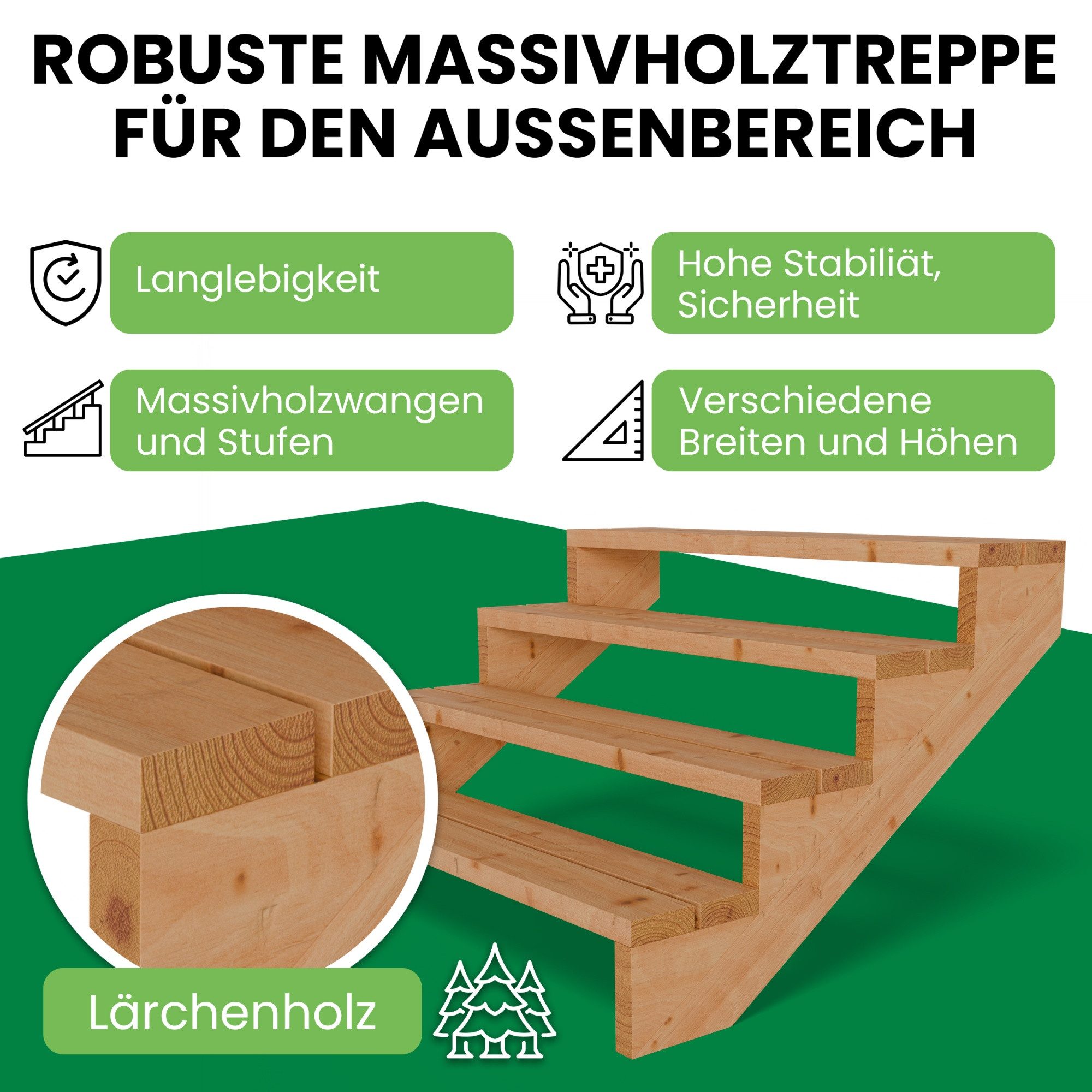 Gartenwelt Riegelsberger Außentreppe Terrassentreppe aus Lärche günstig online kaufen
