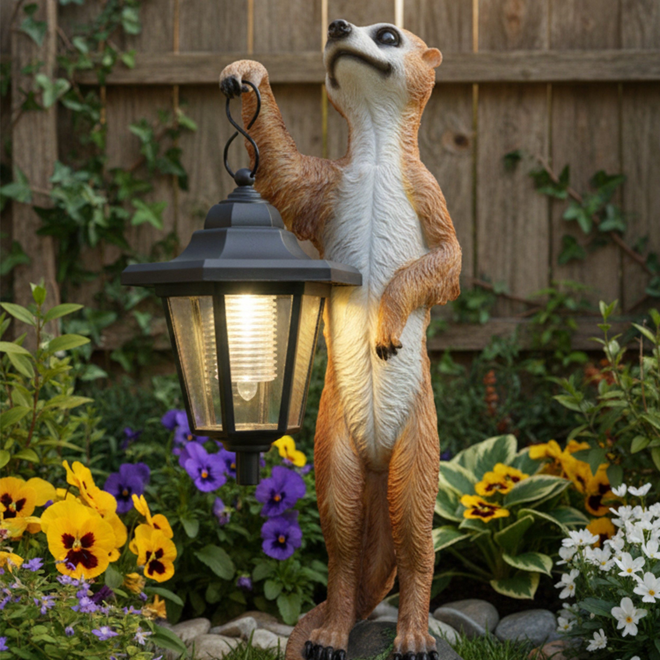 colourliving Tierfigur Erdmännchen Henry Dekofigur mit Solar-LED (1 St), für den Garten, Eingangsbereich oder der Terrasse