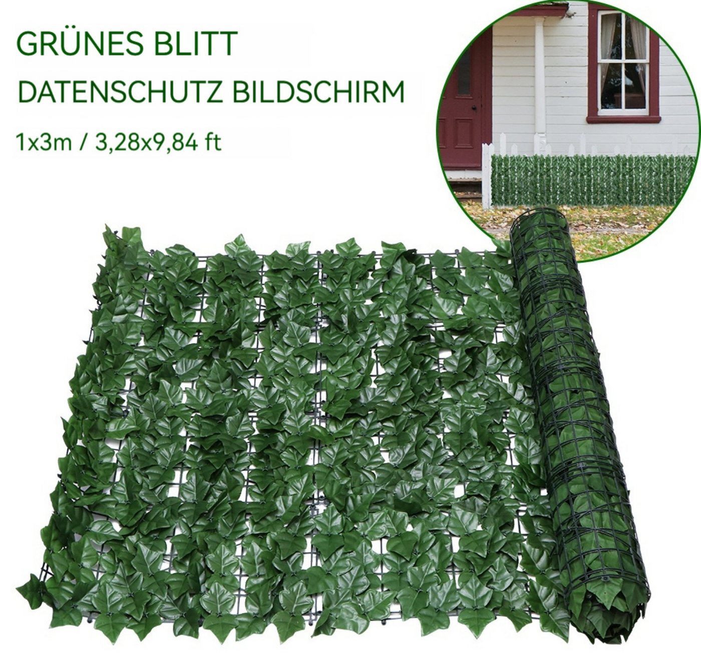 Thumbnail - BlingBin Kunsthecken-Sichtschutz Künstliche Efeu Garten Sichtschutz, Balkon Blätter Zäune Sichtschutz, (1 Set, 1-St., mi...