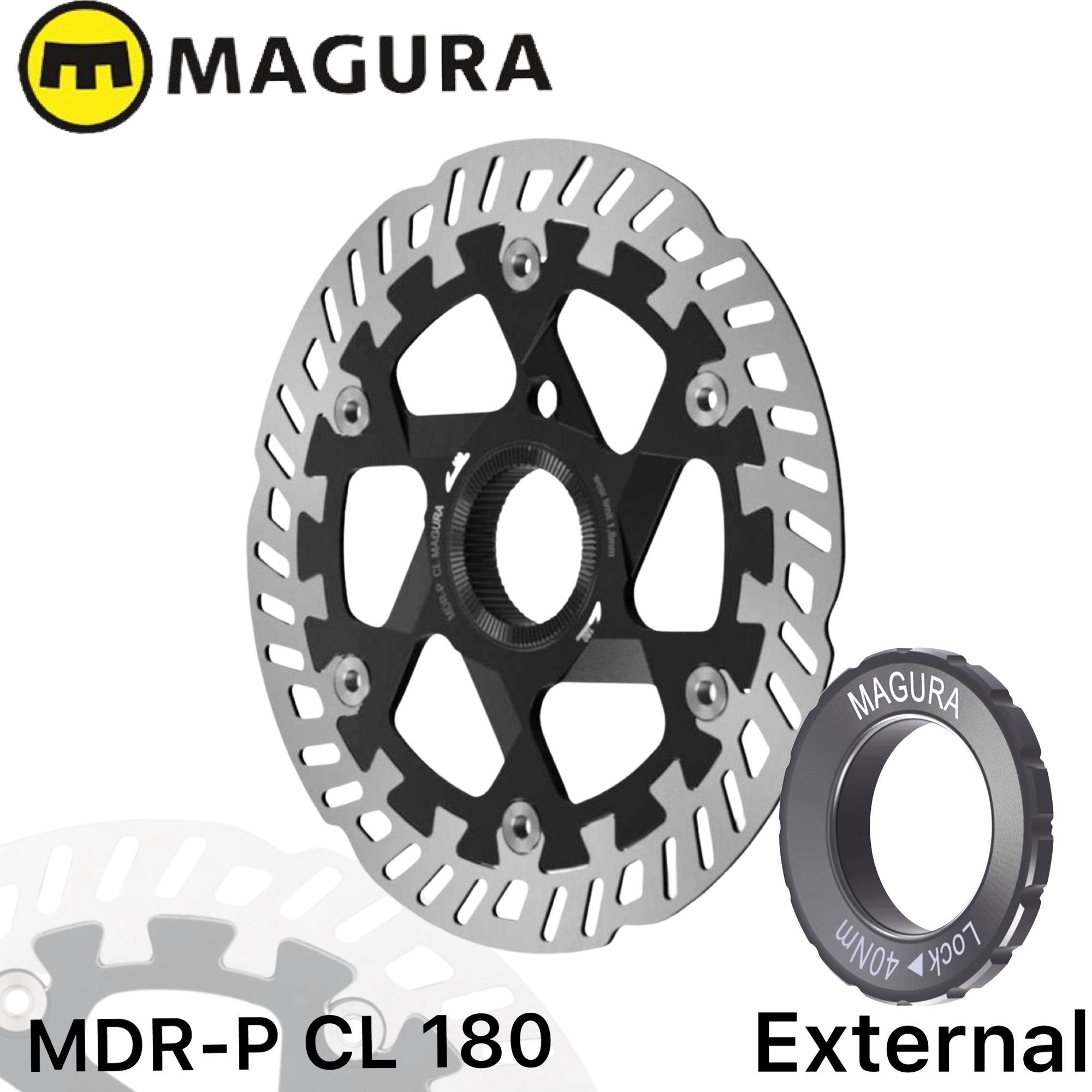 Magura Scheibenbremse Magura Bremsscheibe MDR-P CL Ø 180 mm Center Lock Lockring Steckachse