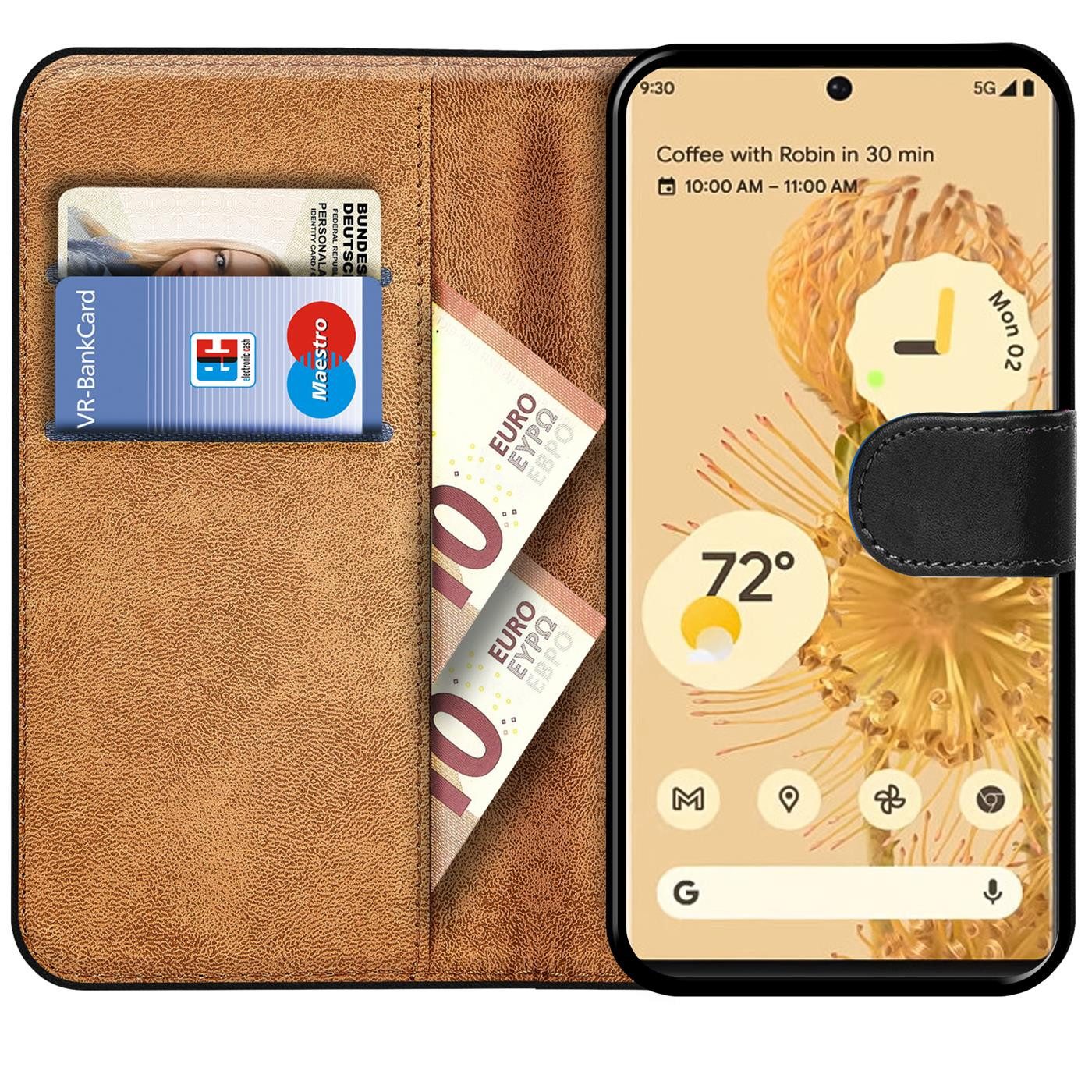 CoolGadget Handyhülle Wallet Klapp Tasche Book Case für Google Pixel 6a 6,1 Zoll, Hülle Klapphülle Flip Cover Etui Schutzhülle