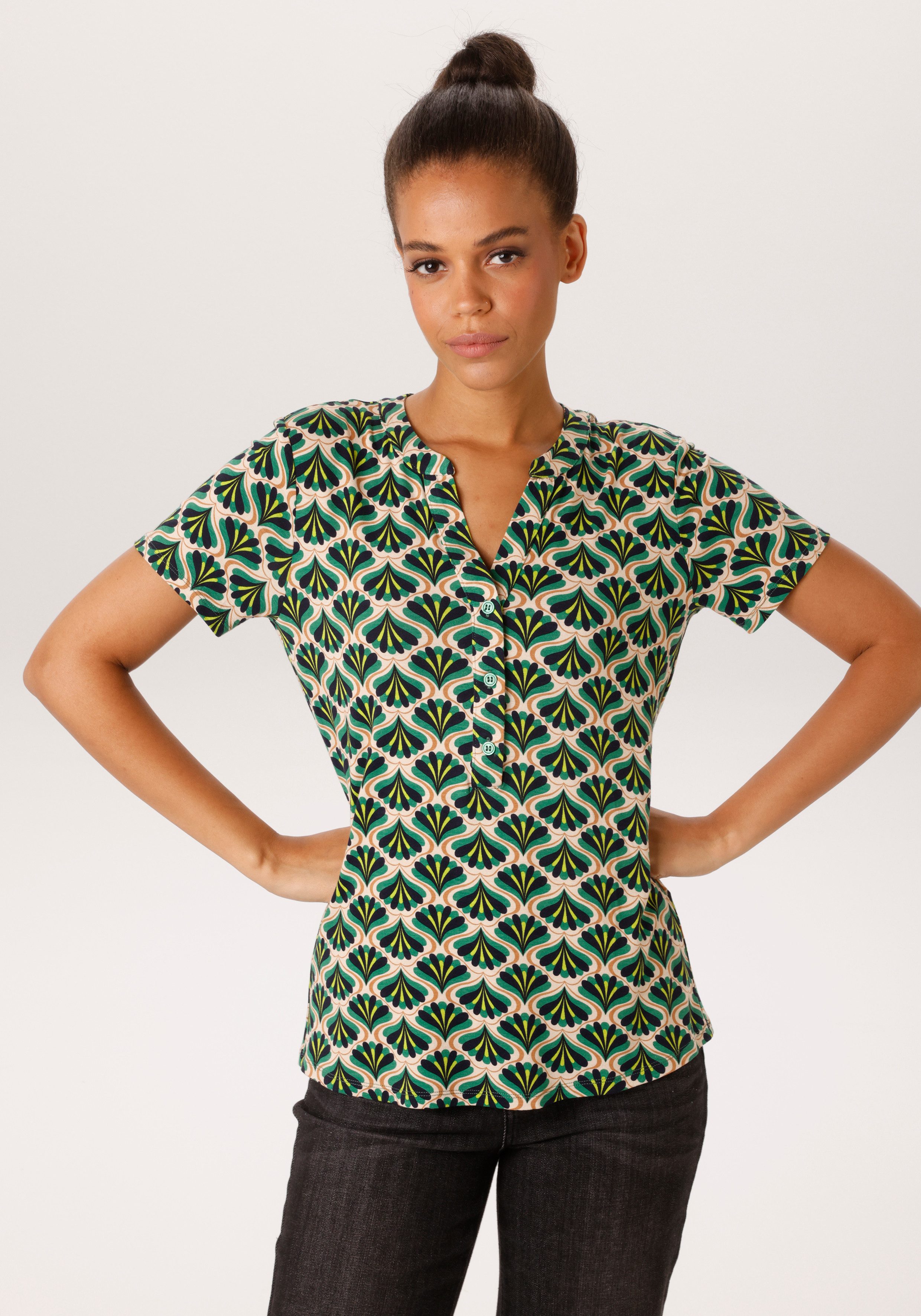 Aniston CASUAL Schlupfbluse mit farbharmonischem Retro-Muster - NEUE KOLLEK günstig online kaufen