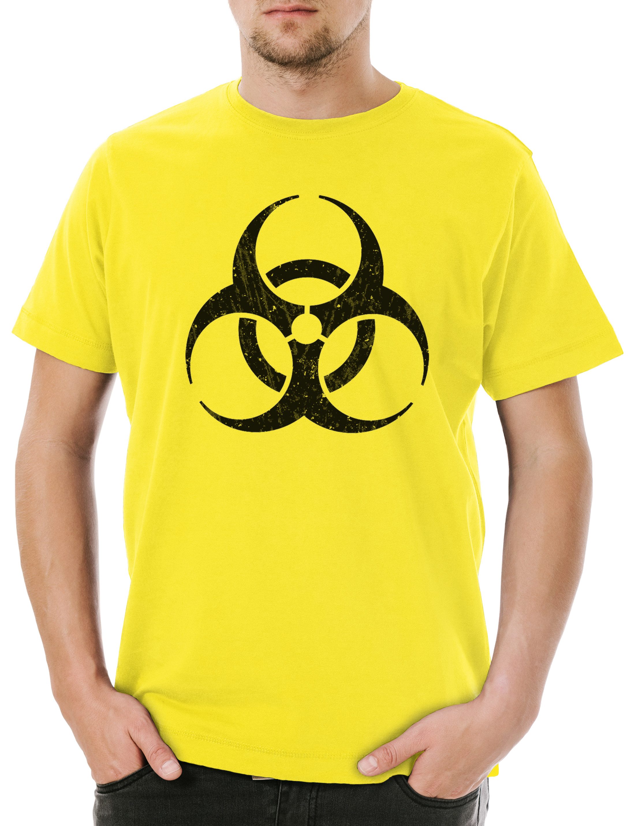 Print-Shirt Black Biohazard Vintage Symbol Herren T-Shirt Goth TBBT Cyber Hardcore
