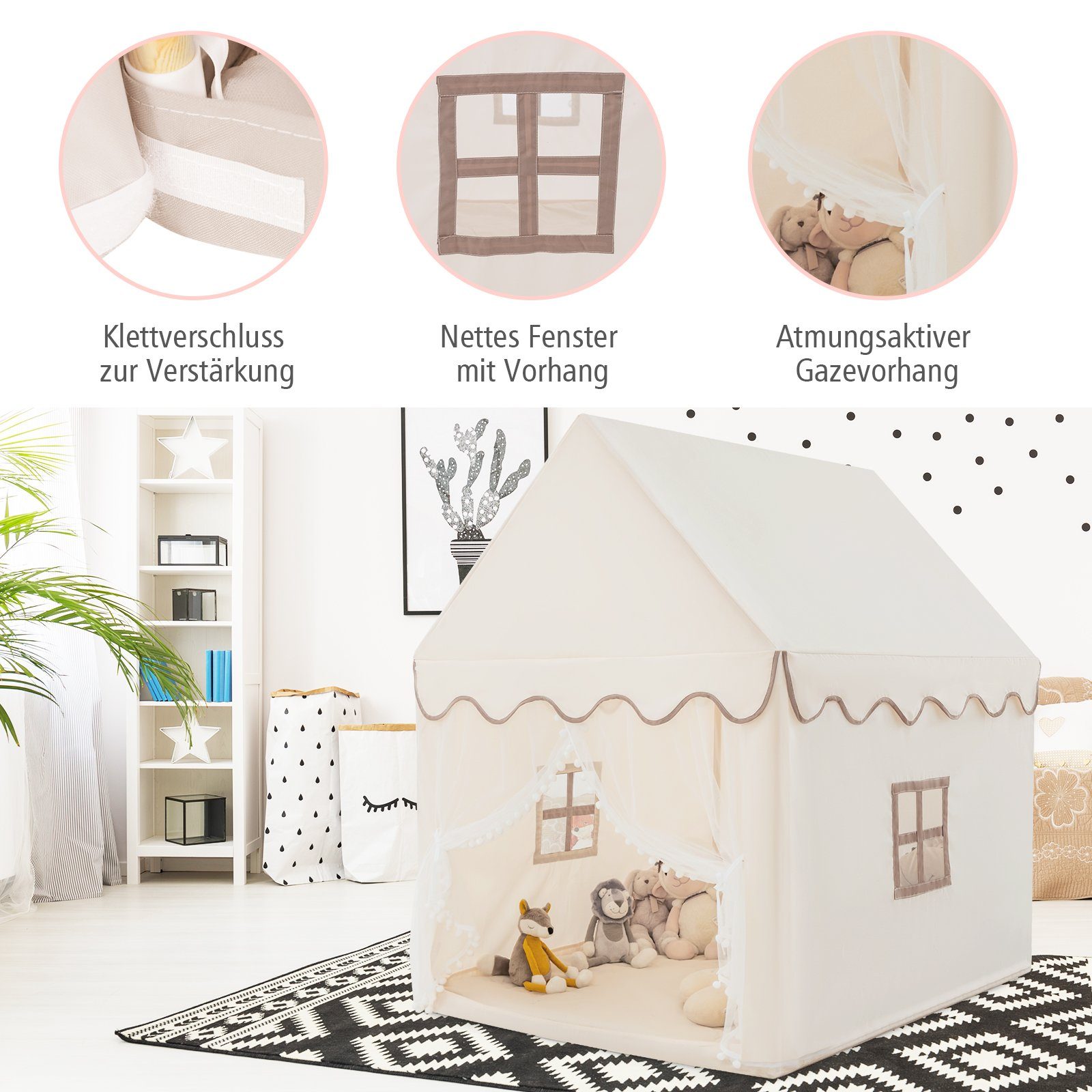 COSTWAY Spielzelt Kinder, mit Baumwolldecke, Fenster günstig online kaufen