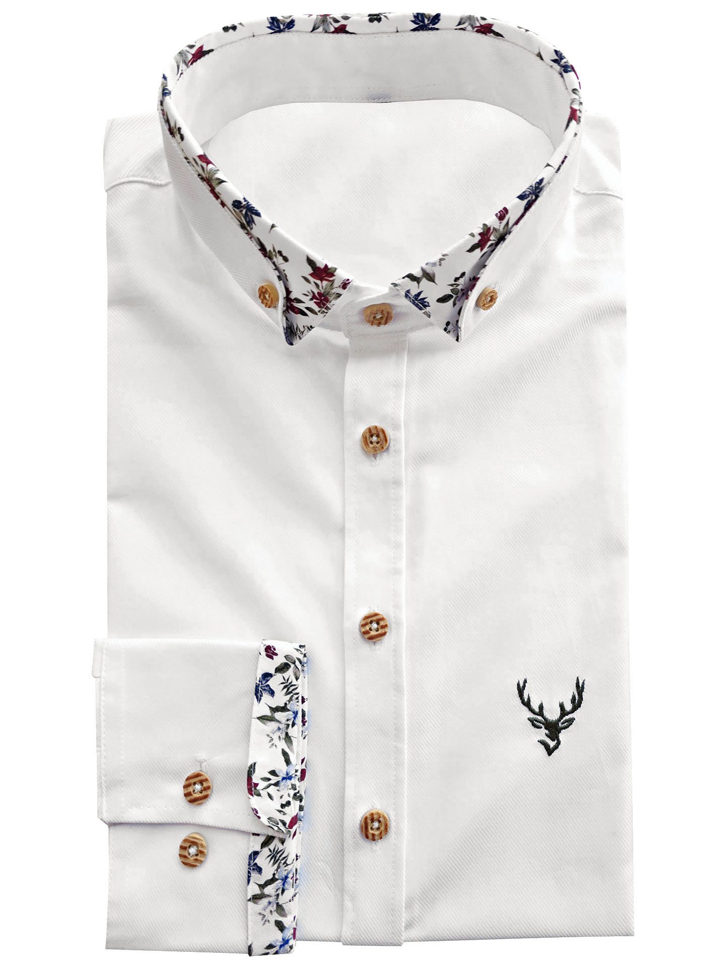 Moschen-Bayern Trachtenhemd Trachtenhemd SLIM FIT Herren Wiesn-Hemd Herrenhemd Langarm Weiß