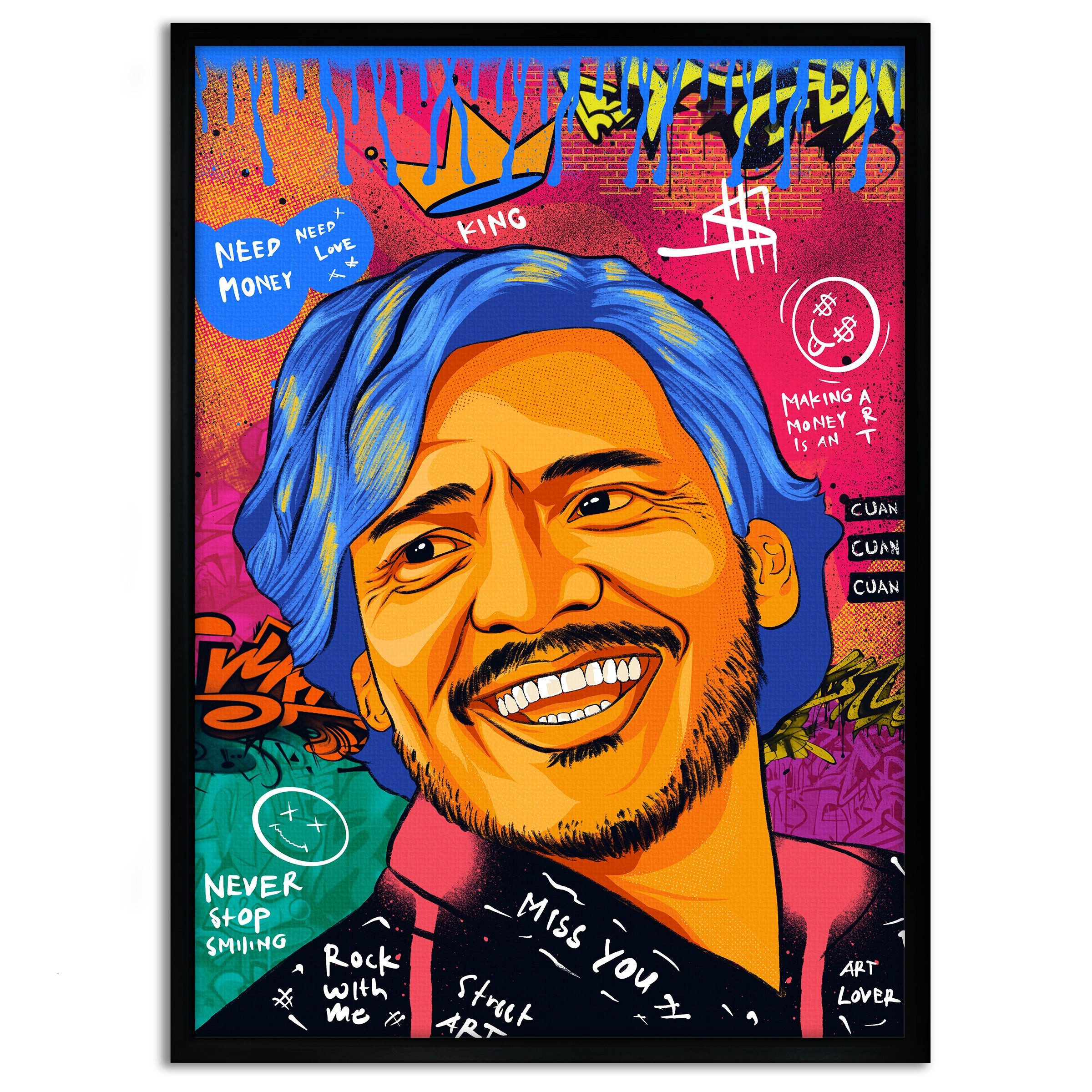 SimpleCanvas Wandbild Nicolas Pedro A - Leinwandbild Pop Art, Wandbild Pop Art, Portrait, Nicolas Pedro