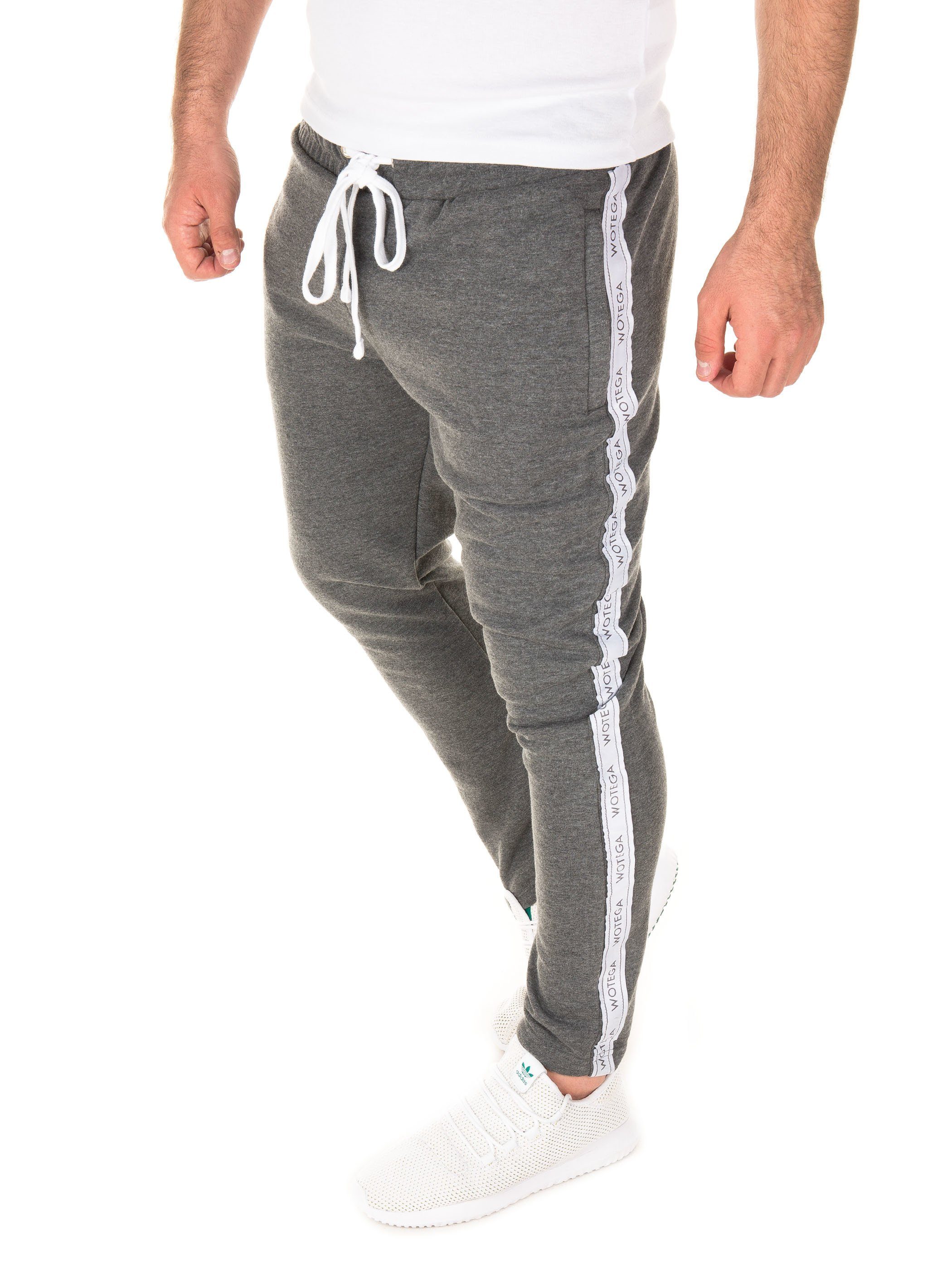 WOTEGA Jogginghose WOTEGA - Valir Retro Track Pant (1-tlg) mit elastischem, Bund mit Kordelzug Grau (castlerock 180201)