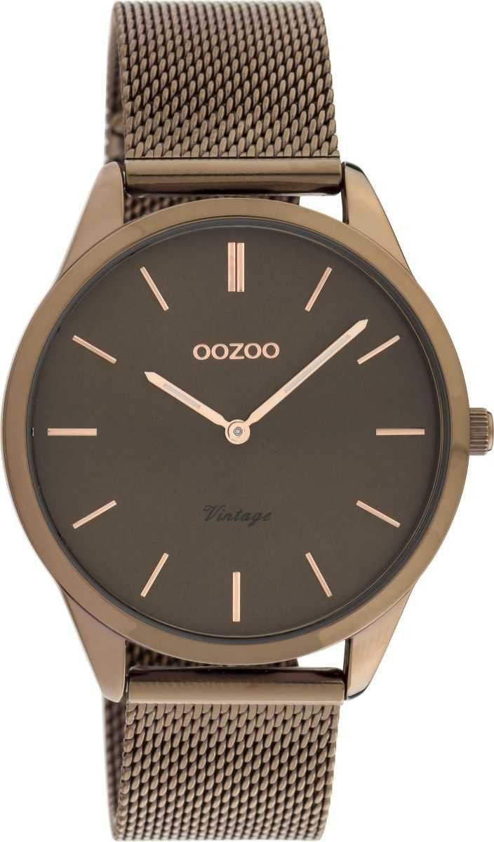 Quarzuhr rund, Quarzwerk Oozoo 38mm) TMI Edelstahlarmband, Uhr (ca. Fashion-Style, Damen mittel Damen flache hochwertigem sehr Ultra für Topmodische, Armbanduhr OOZOO mit Damenuhr Slim,