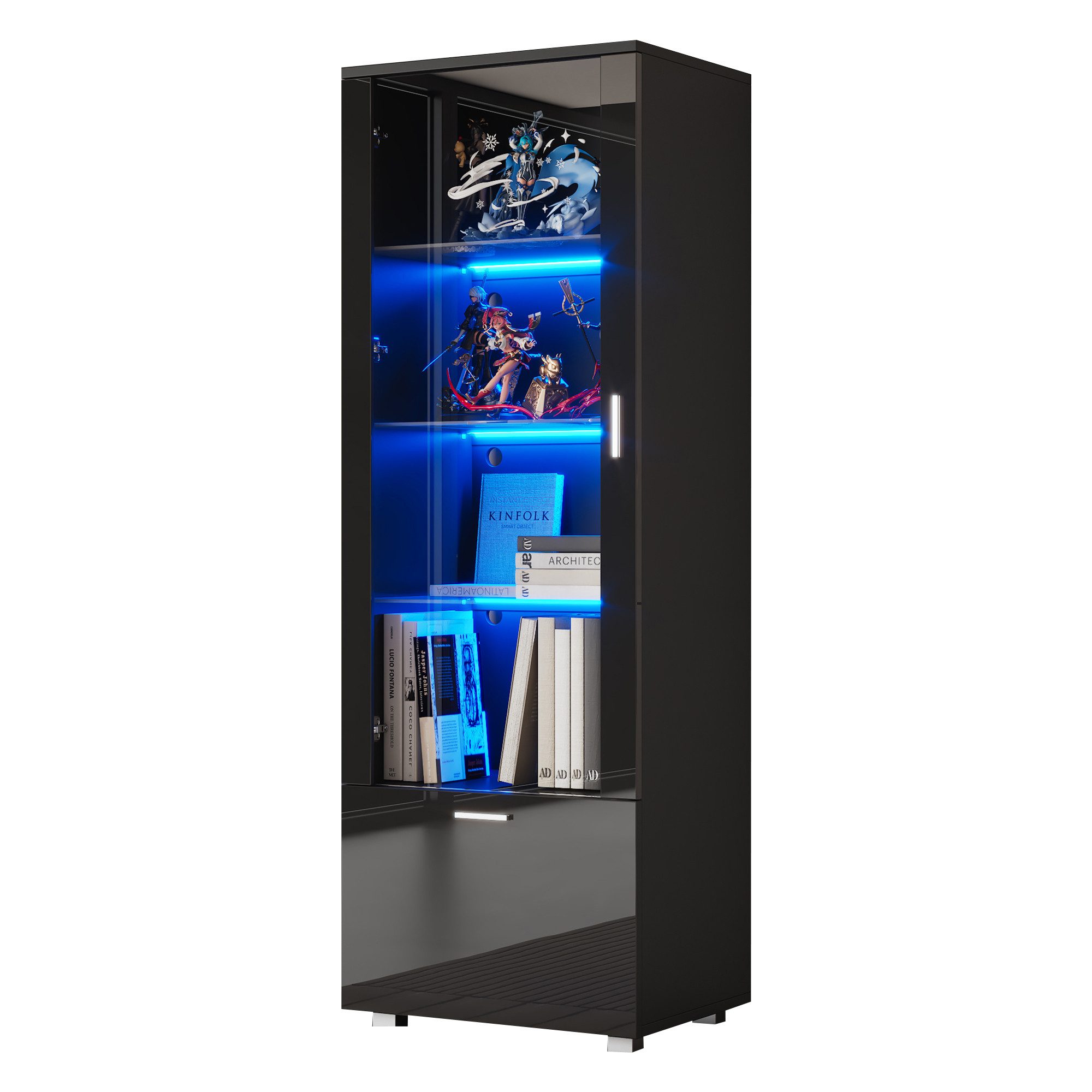 OKWISH Vitrine Hochglanz Vitrine (Glasvitrinen, Hochschrank, 1-St., 4 Ebene günstig online kaufen