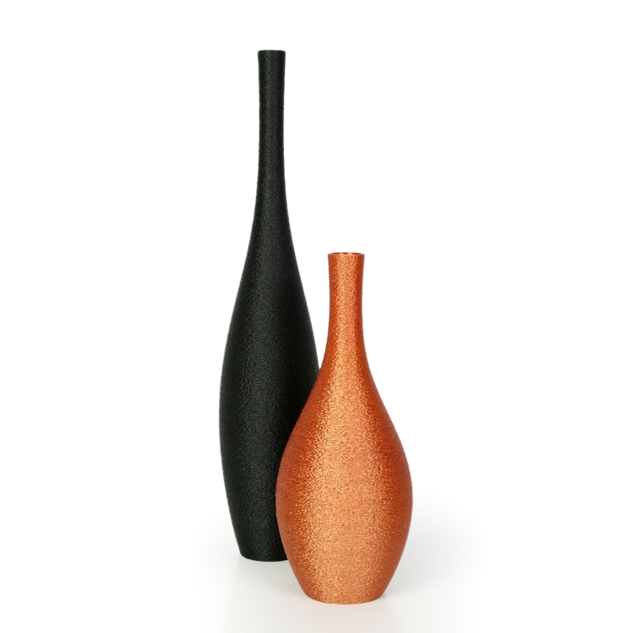 Kreative Feder Dekovase Designer Vasen-Set – Dekorative Blumenvasen aus Bio-Kunststoff (Set, Set bestehend aus 2 Vasen), aus nachwachsenden Rohstoffen; wasserdicht & bruchsicher Schwarz & Bronze