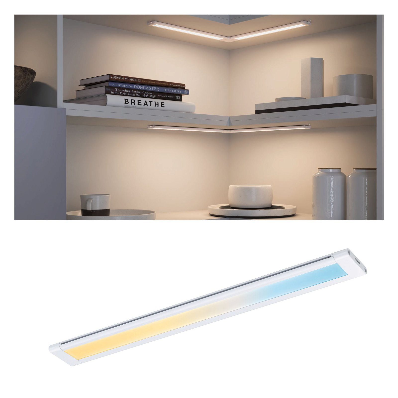 Paulmann Unterschrankleuchte Clever Connect Spot Border 300mm 5W 12V Weiß matt/Kunststoff, LED fest integriert, Tageslichtweiß, 2700-6500K