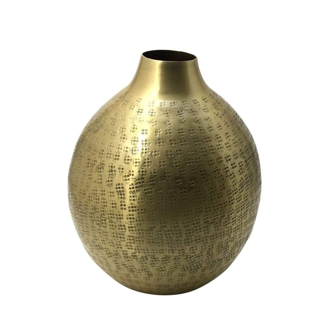 LaLe Living Dekovase Blumenvase Damla in Gold, Ø21 cm (bestehend aus 1 x Vase), aus Aluminium